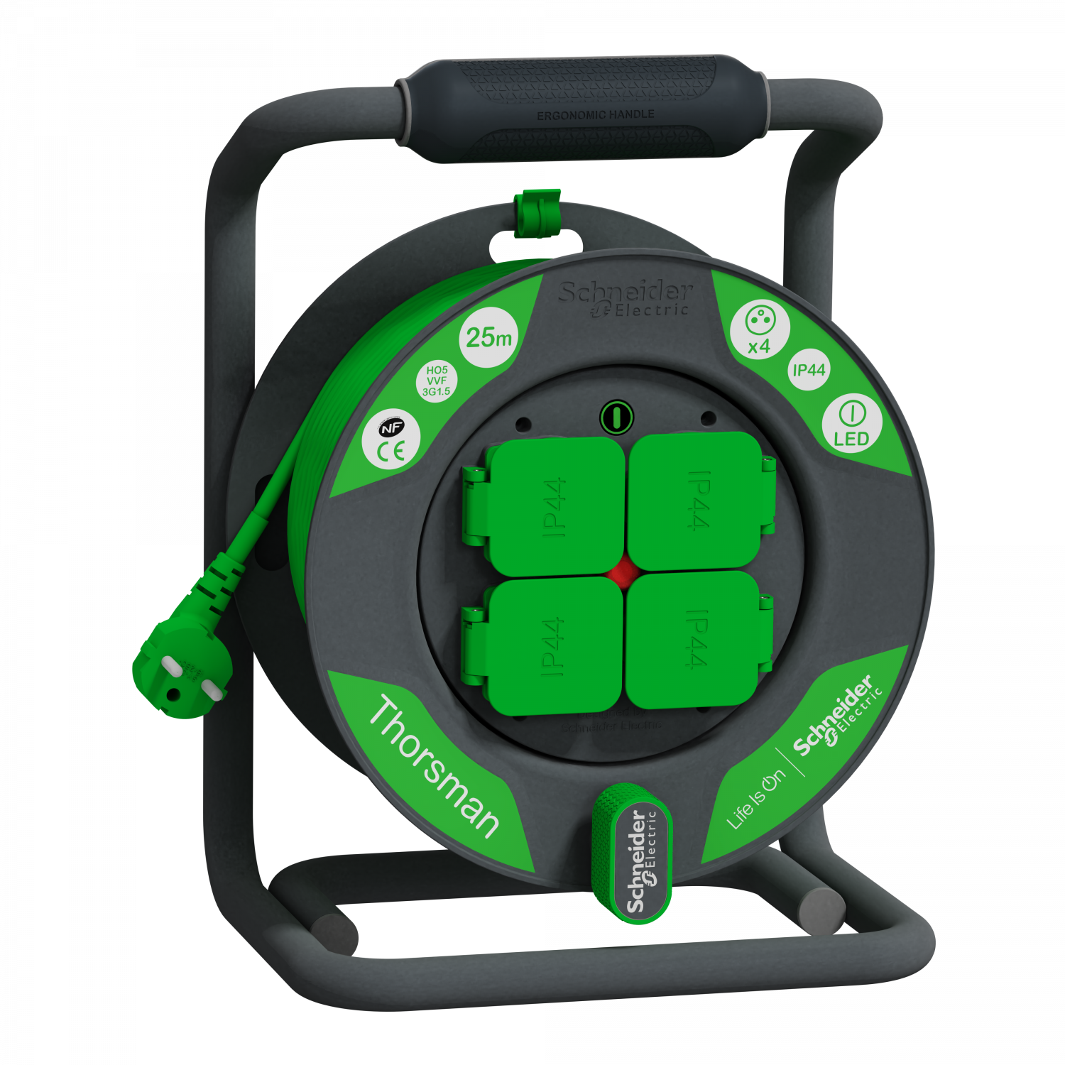 Thorsman - Enrouleur bricolage - 25m - HO5VVF - 3G 1,5mm² - IP44