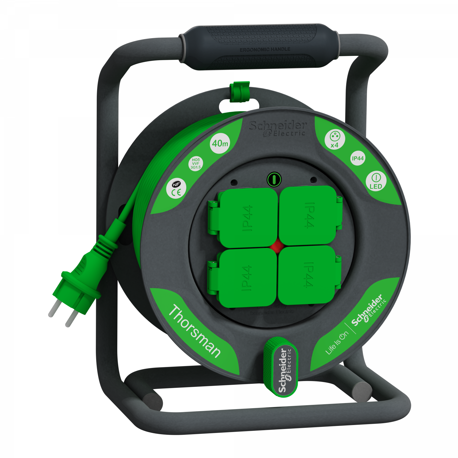 Thorsman - Enrouleur bricolage - 40m - HO5VVF - 3G 1,5mm² - IP44