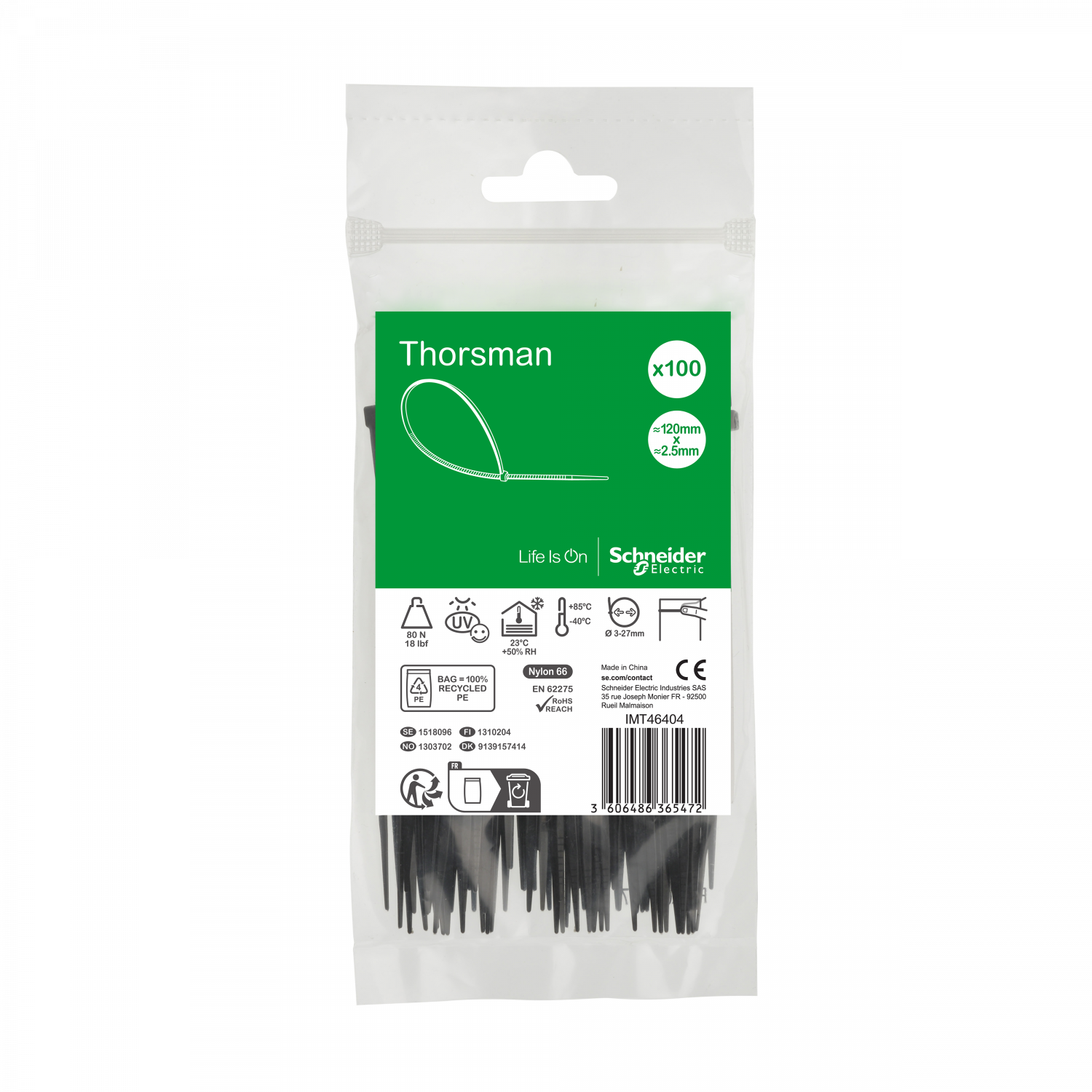 Thorsman colliers de serrage 120x2.5 Noir, 100p