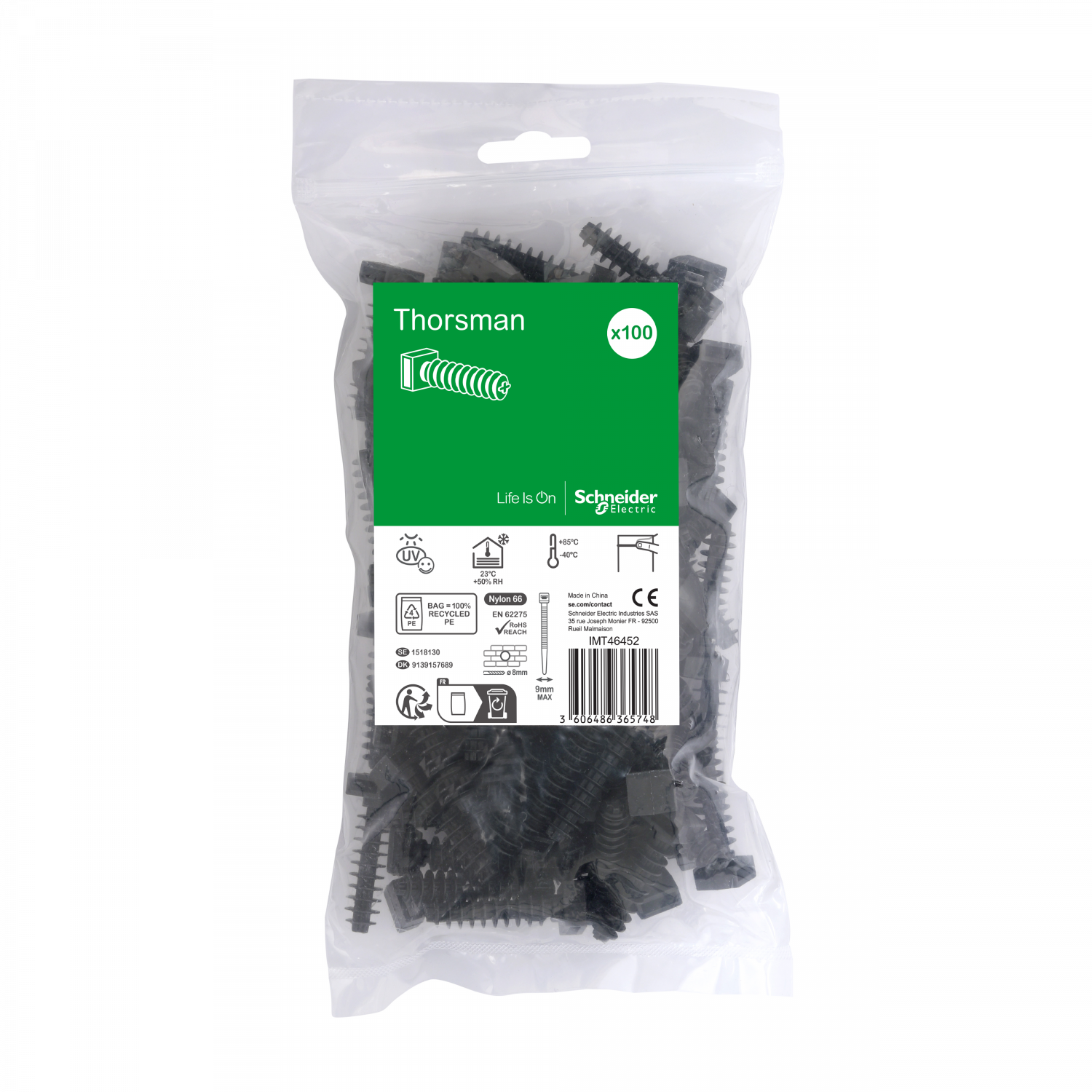 Thorsman embase avec cheville max 9mm, 100p