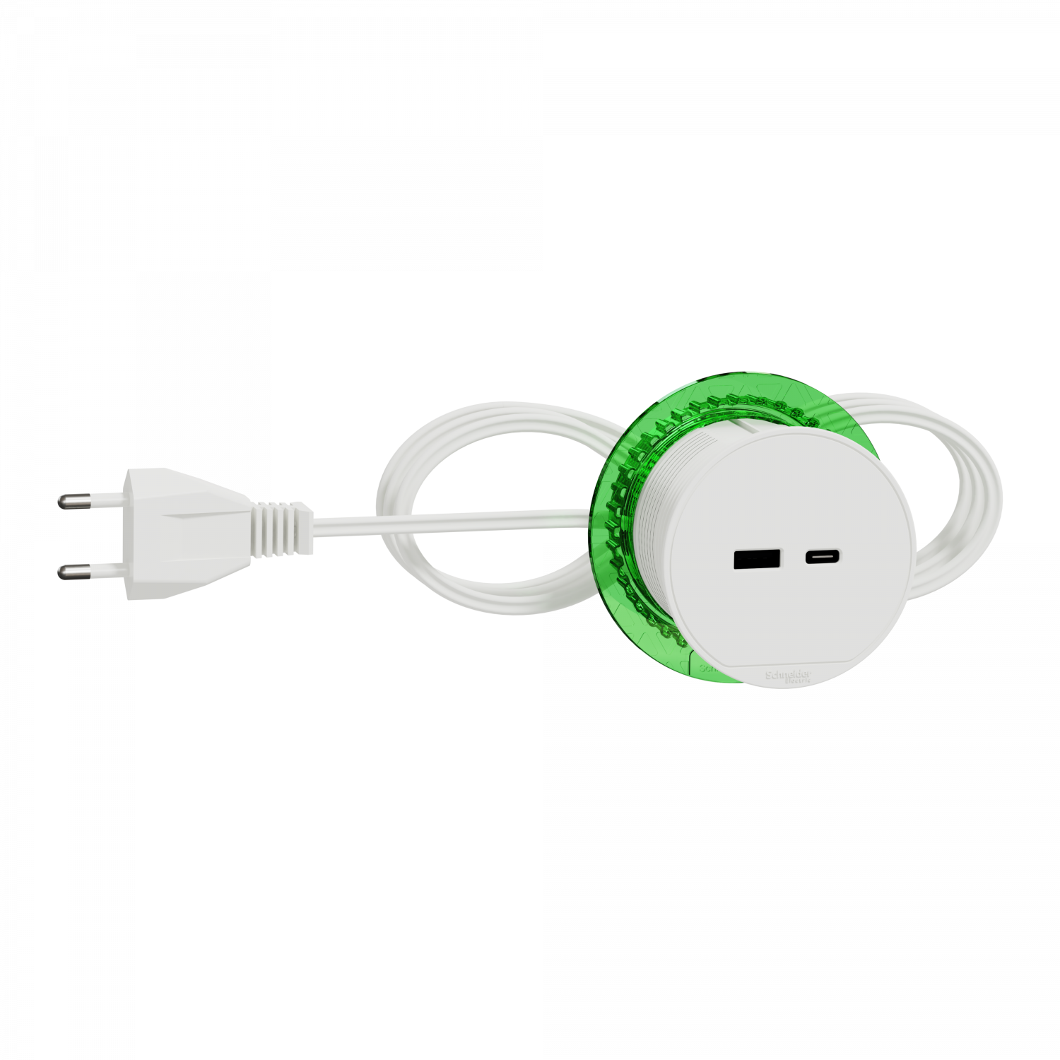 Unica System+ - bloc de prise à encastrer XS - USB A+C - câble 2m - blanc