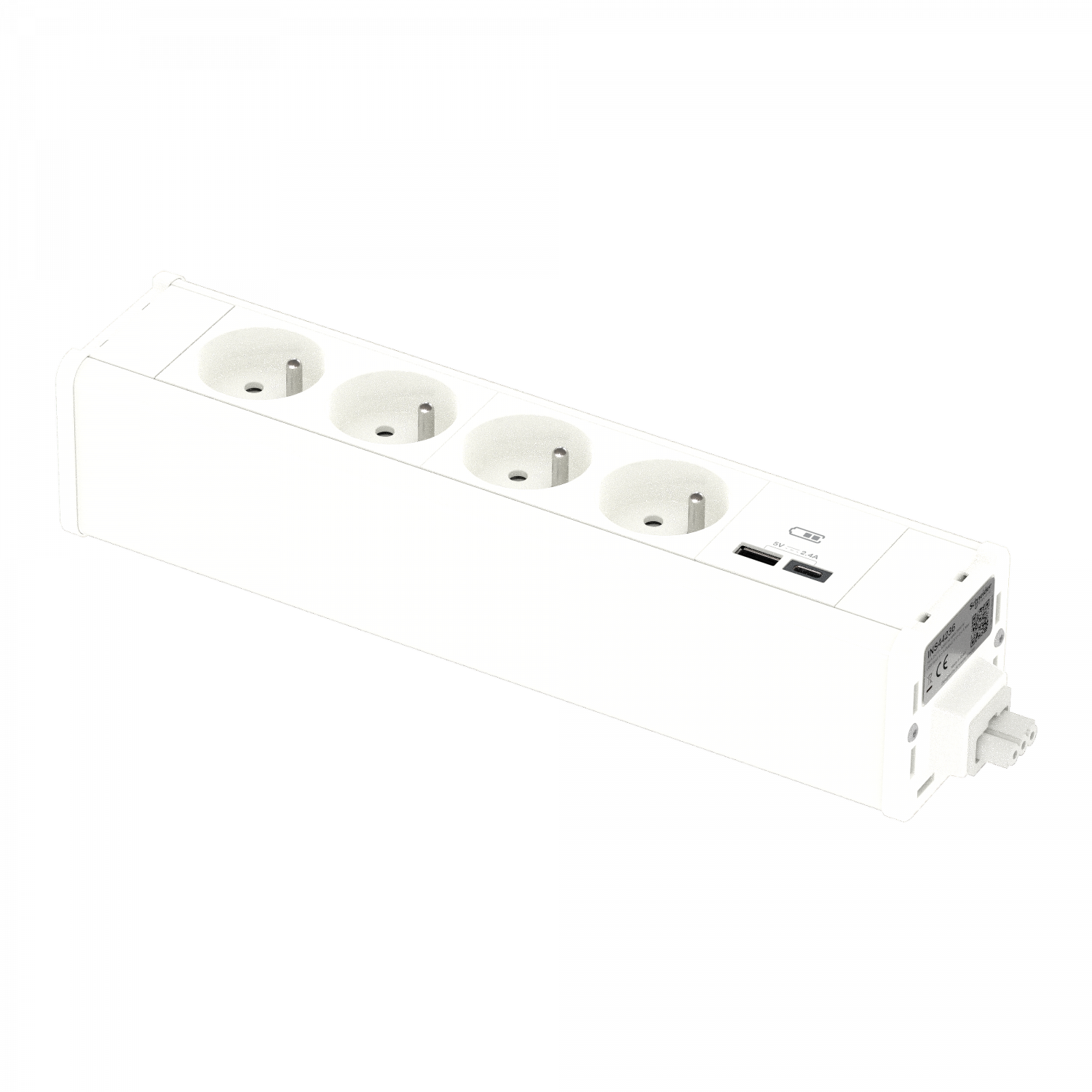 Unica System+ - nourrice précâblée M - 4 prises 2P+T + USB A+C - blanc