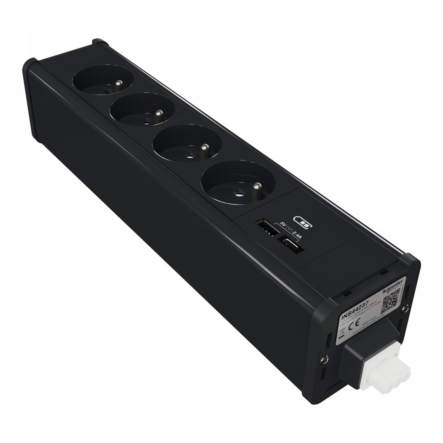 Unica System+ - nourrice précâblée M - 4 prises 2P+T + USB A+C - anthracite