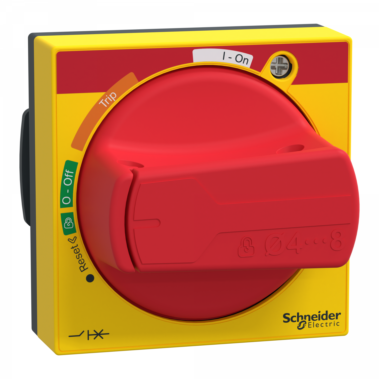 ComPacT NSXm - Powerpact B et TeSys GV4 - poignée rotative rouge/jaune - IP54