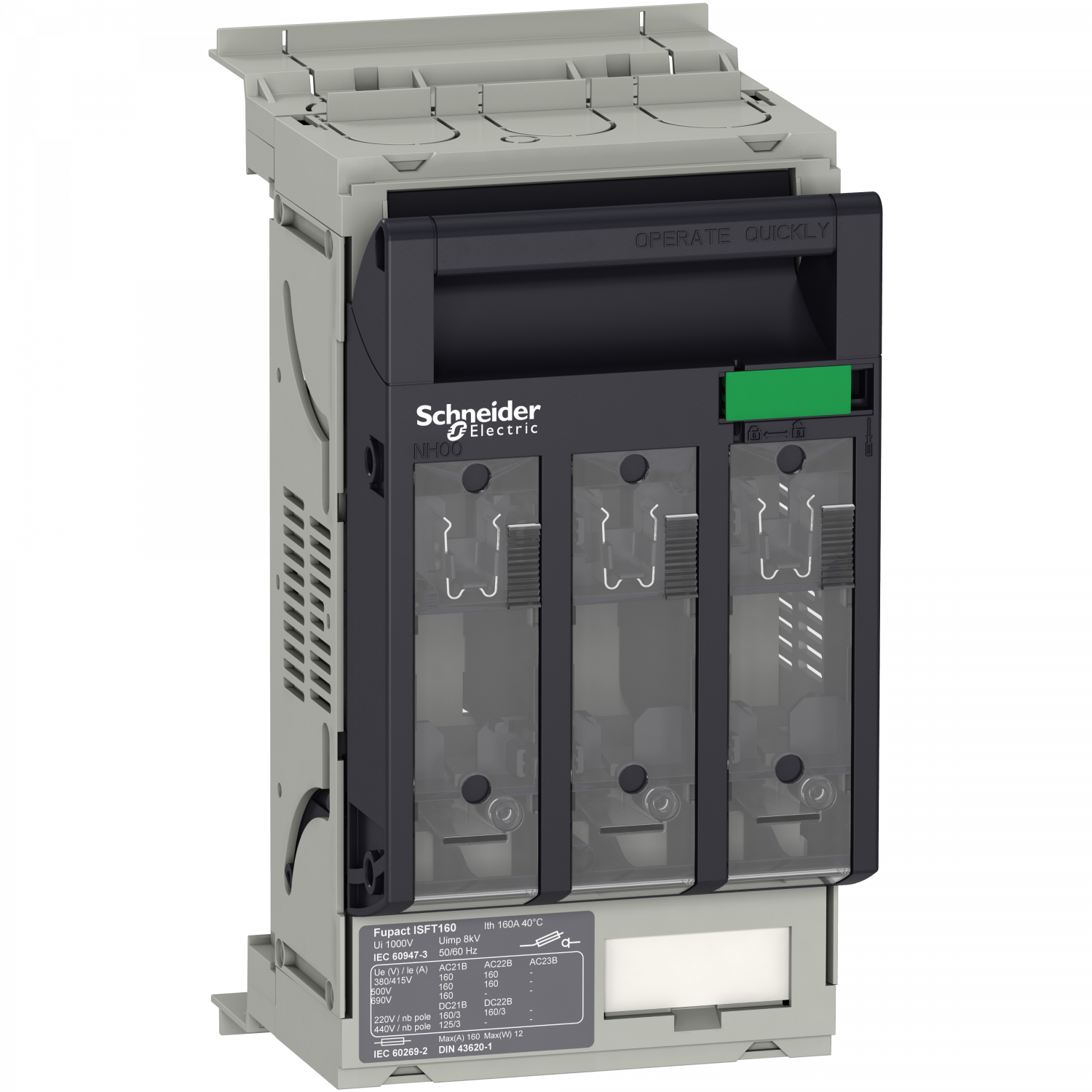 Fupact ISFT160 - inter sect fusib - 3P - avec crochet sur jeu de barre 60mm - M8