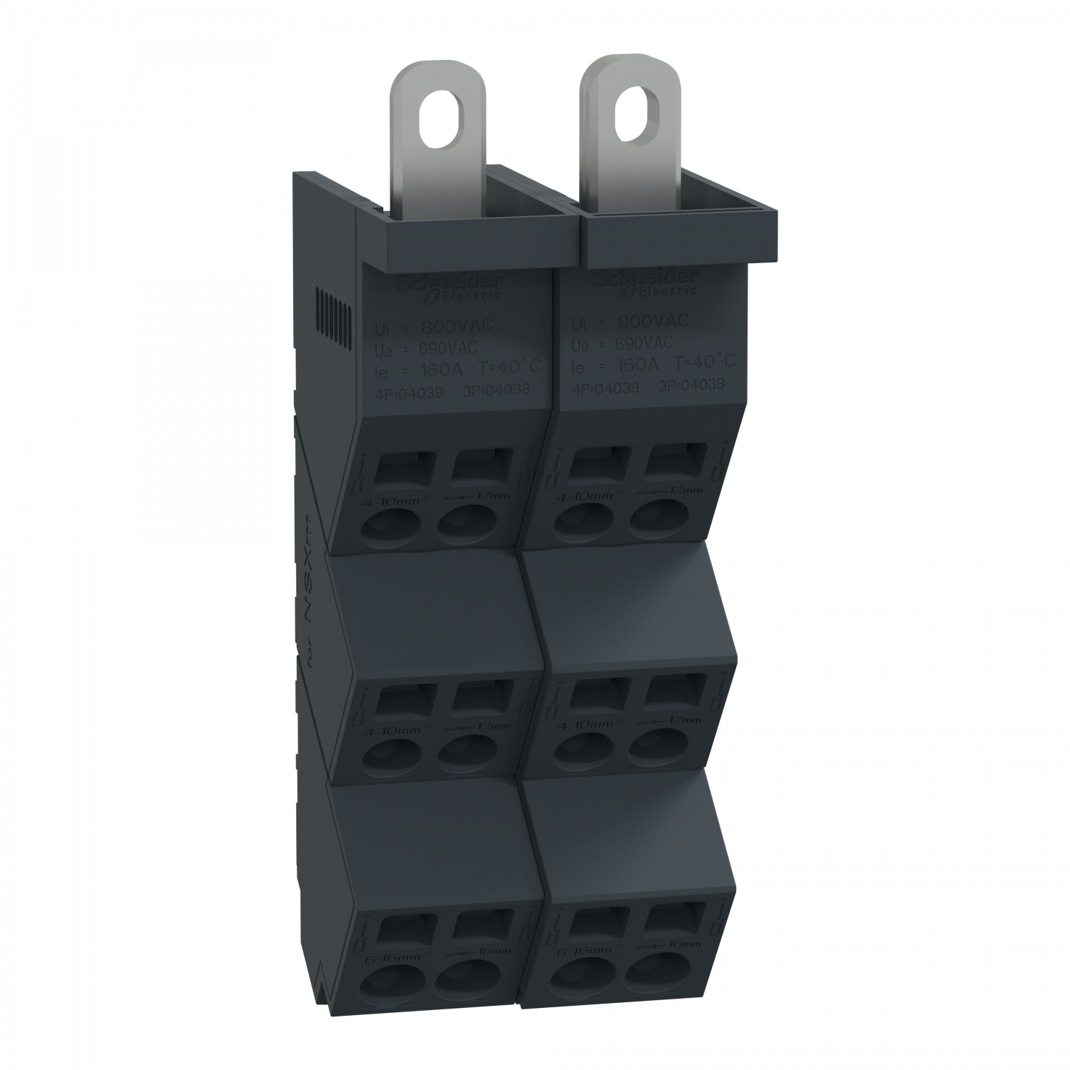 Linergy DP - Répartiteur NSXm 3P - 160A Icc 70kA - connect 3x(4x10mm² + 2x16mm²)