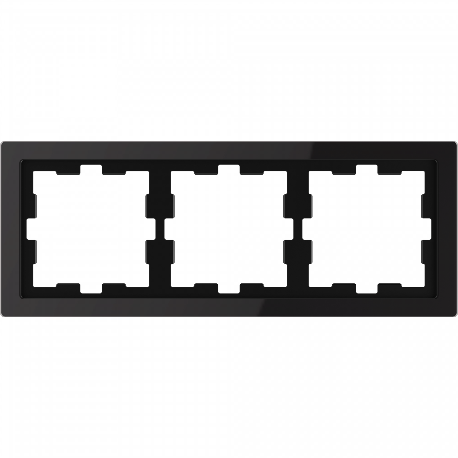 D-Life - cadre de finition - verre - noir - 3 postes