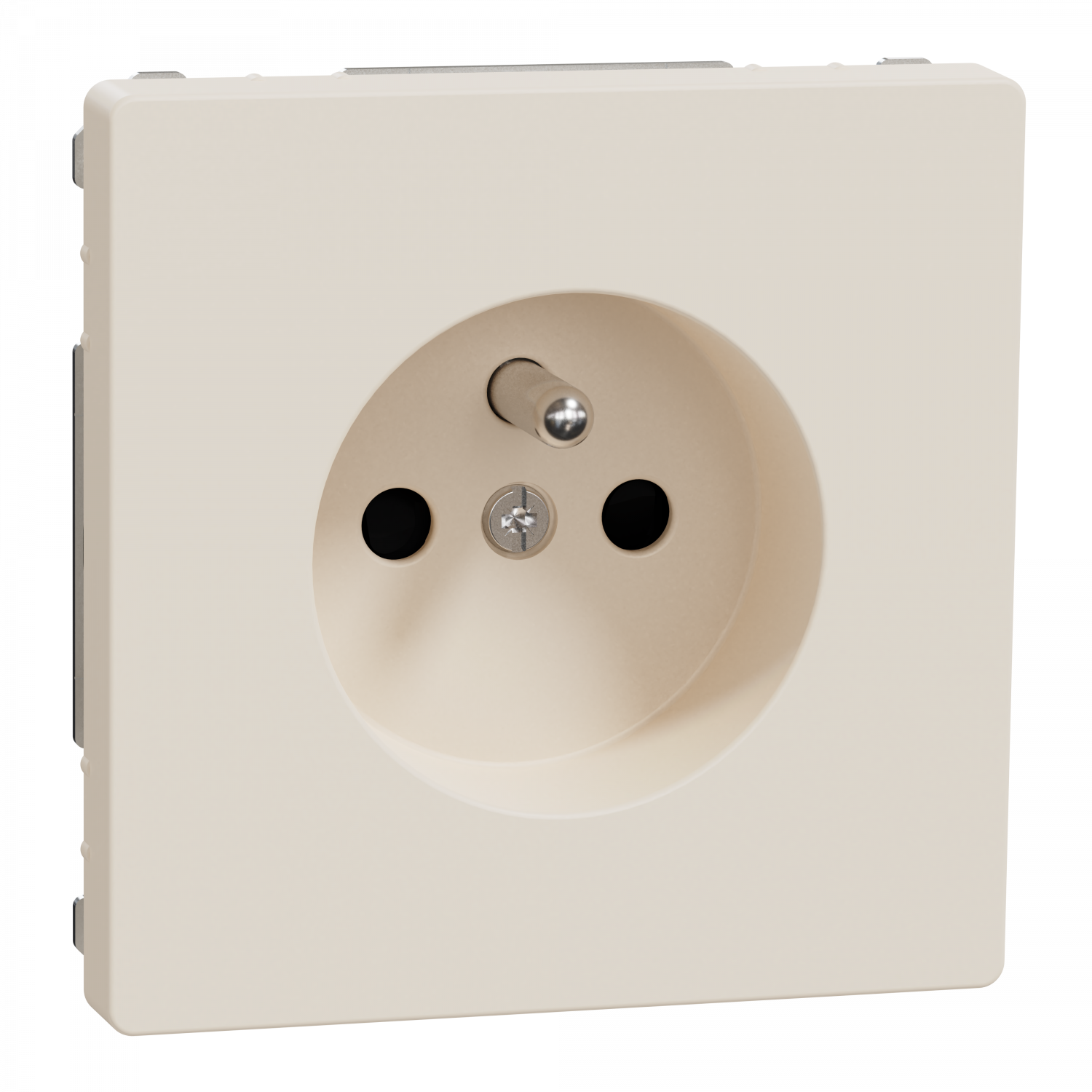 D-Life - prise de courant 2P+T - FR - méca + enjoliveur - blanc sable