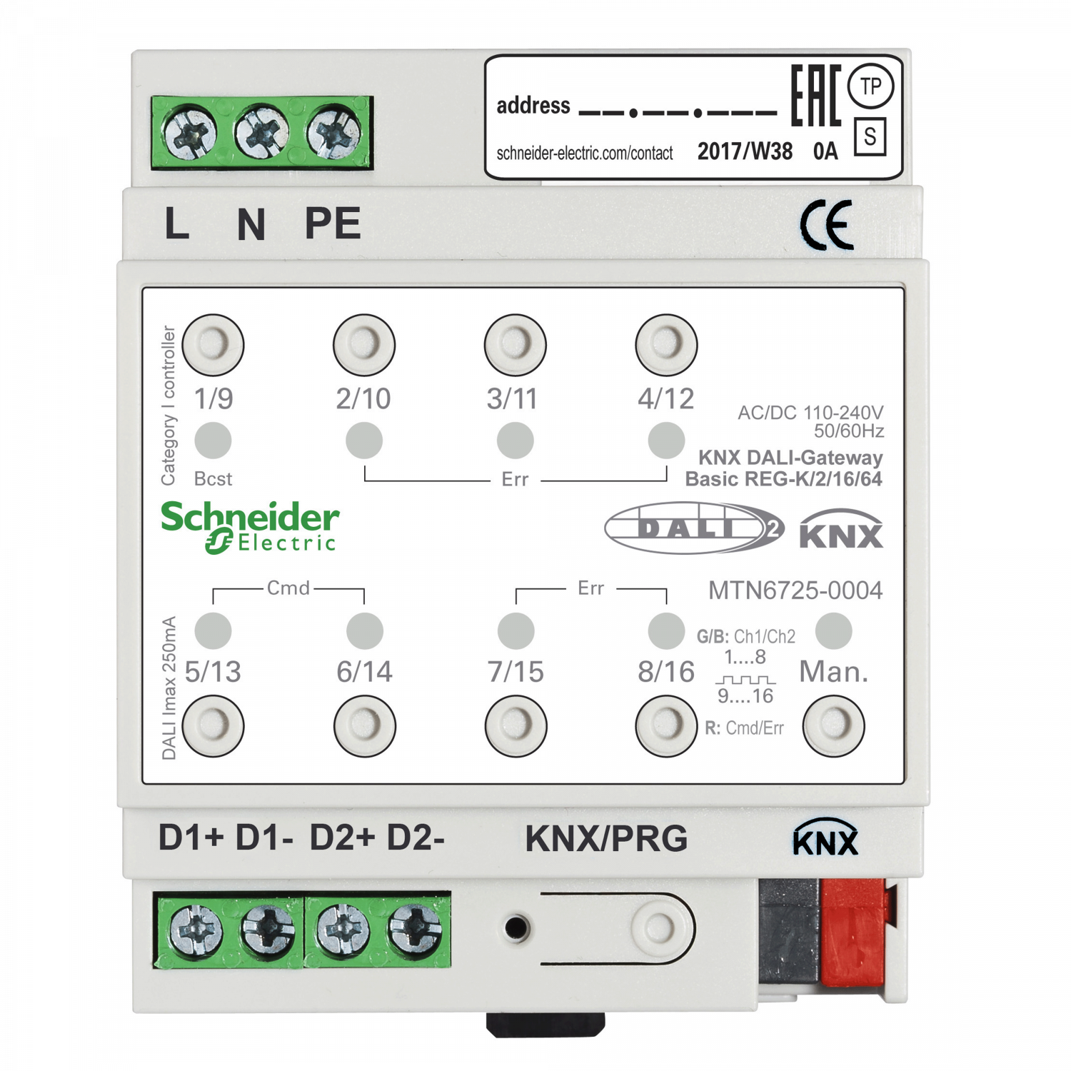 KNX - actionneur éclairage avec interface DALI - 2L - 32G - 128 ballasts