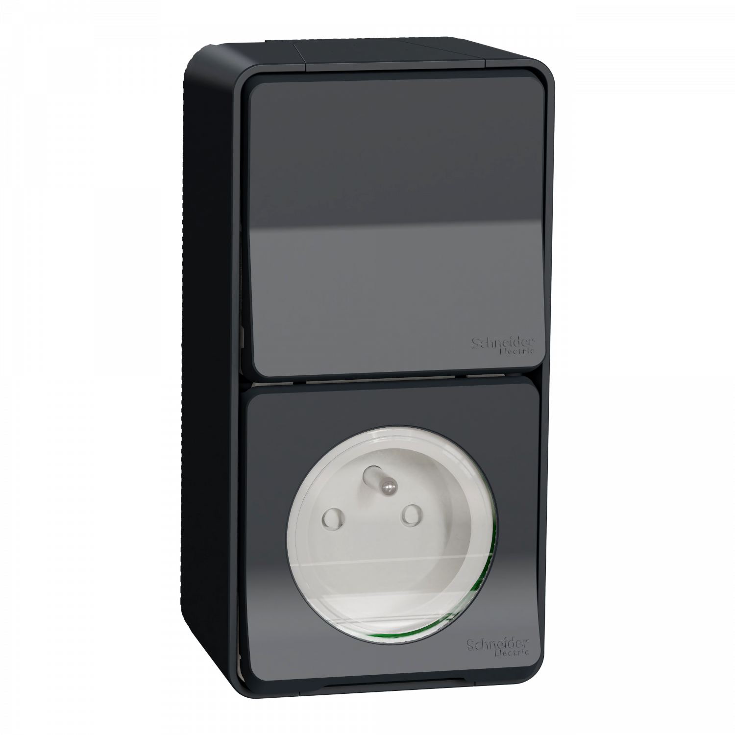 Mureva Styl - Prise courant 2P+T+va et vient verti. - saillie - IP55 IK08 - gris