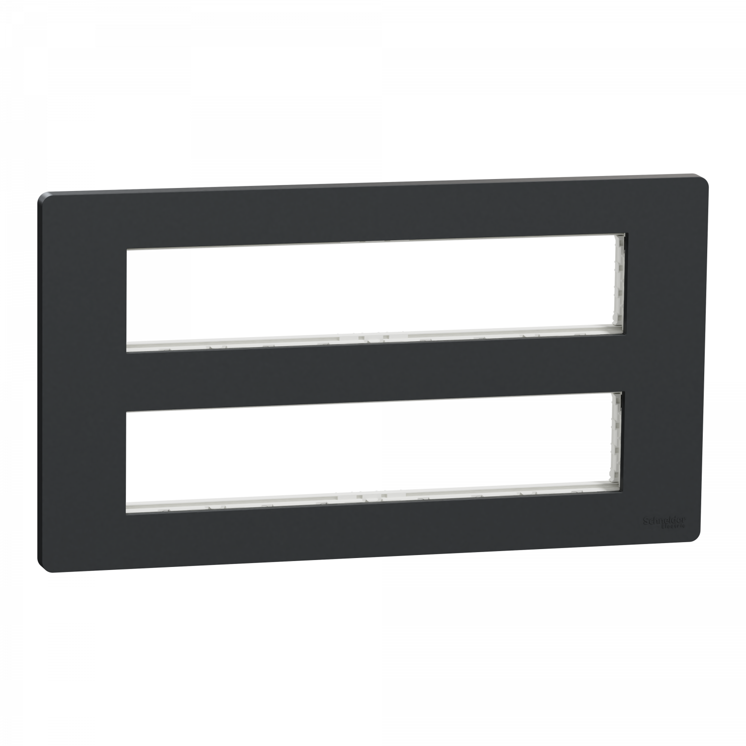 Unica - support fixation + plaque finition boîte concent 2 rang 10 mod - Anthrac