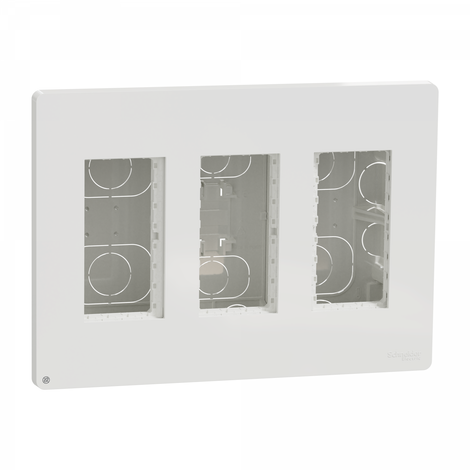 Unica - boîte de concentration encastrée complète - 3 col de 4 mod - Blc antibac