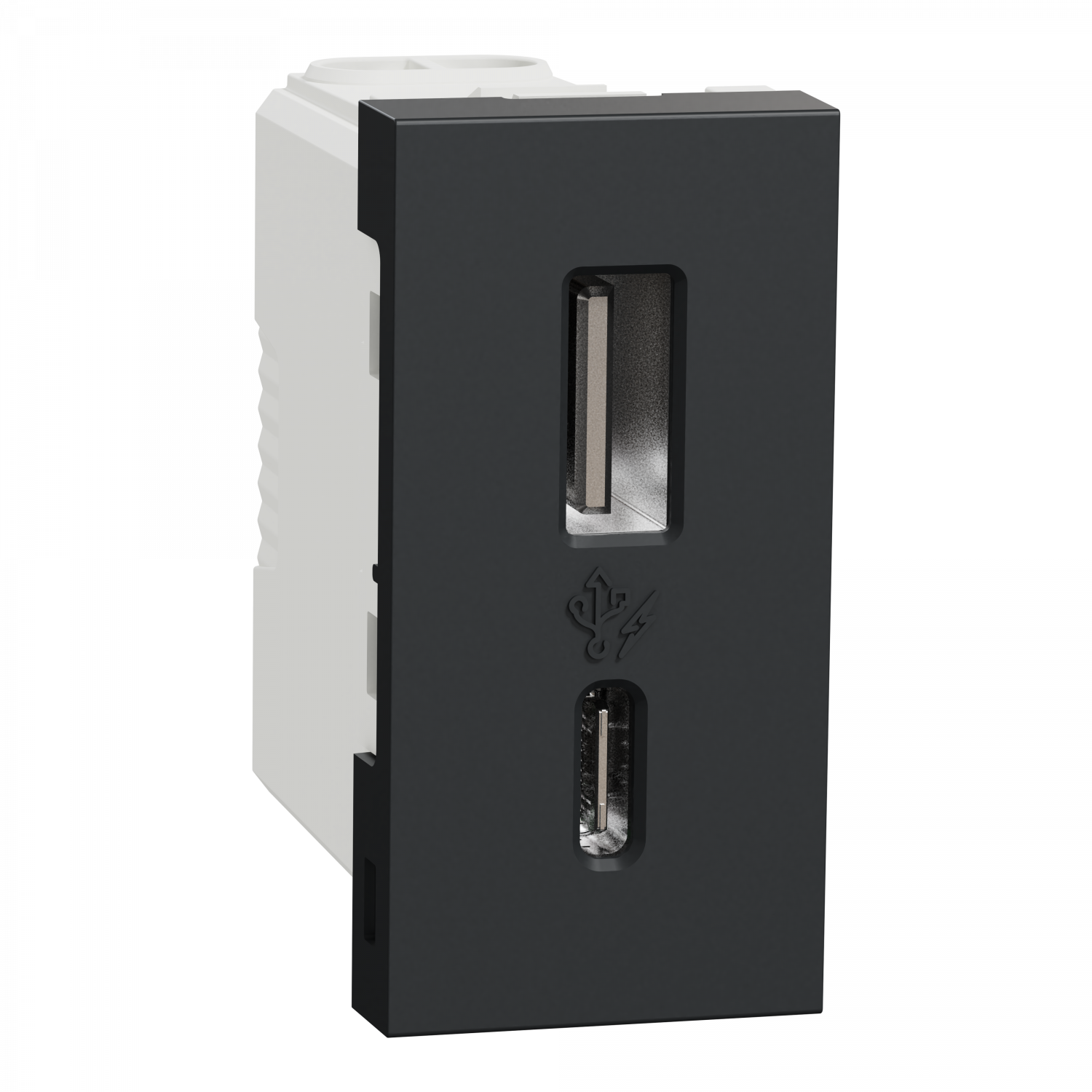 Unica - chargeur USB double - 15W - type A+C - 1 module - anthracite - méca seul