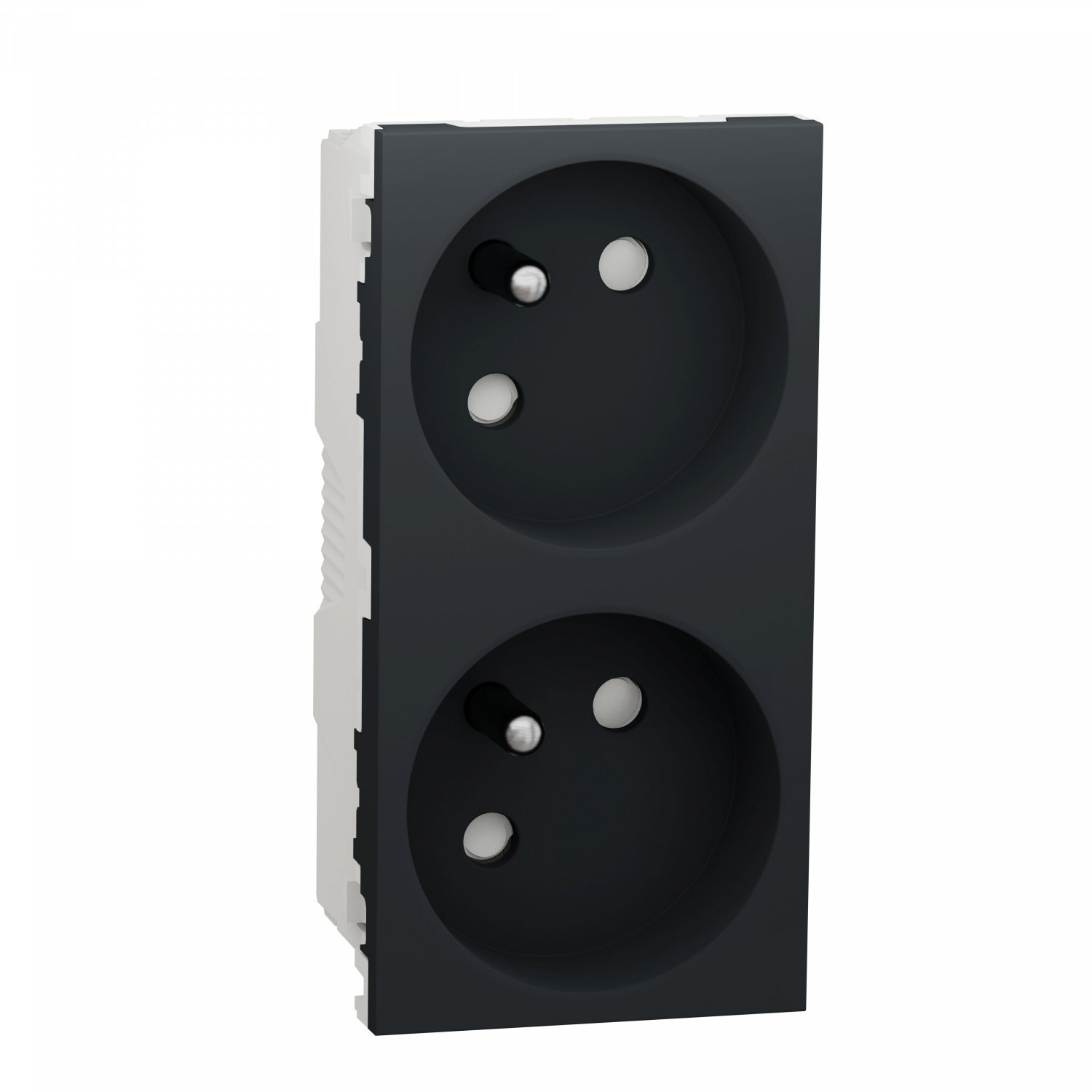 Unica - prise double 2P+T - FR - 45° - connexion rapide - Anthracite - méca seul