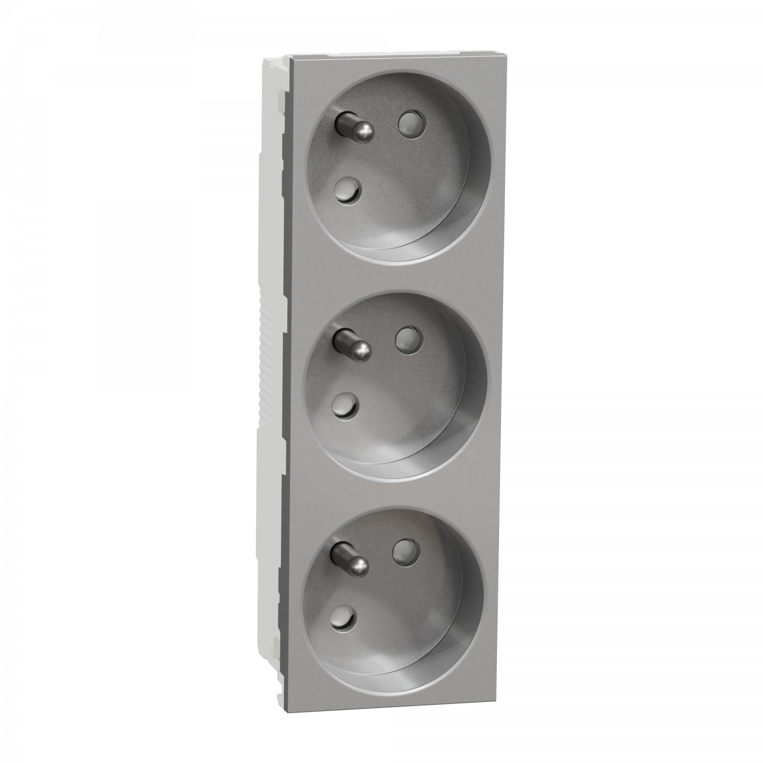 Unica - prise triple 2P+T - FR - 45° - Alu - méca seul