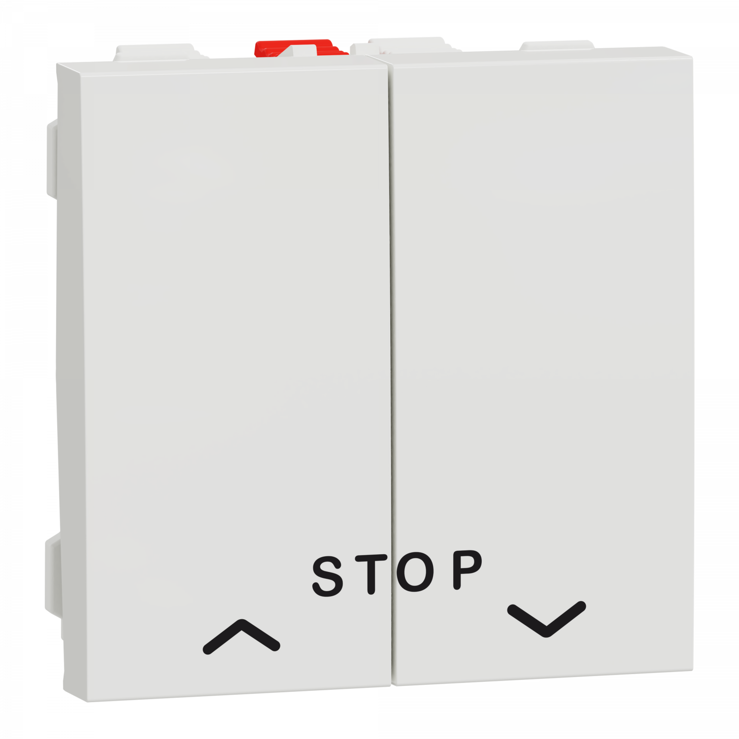 Unica - cde volet-roulant - double poussoir + STOP - 2 mod - Blanc - méca seul