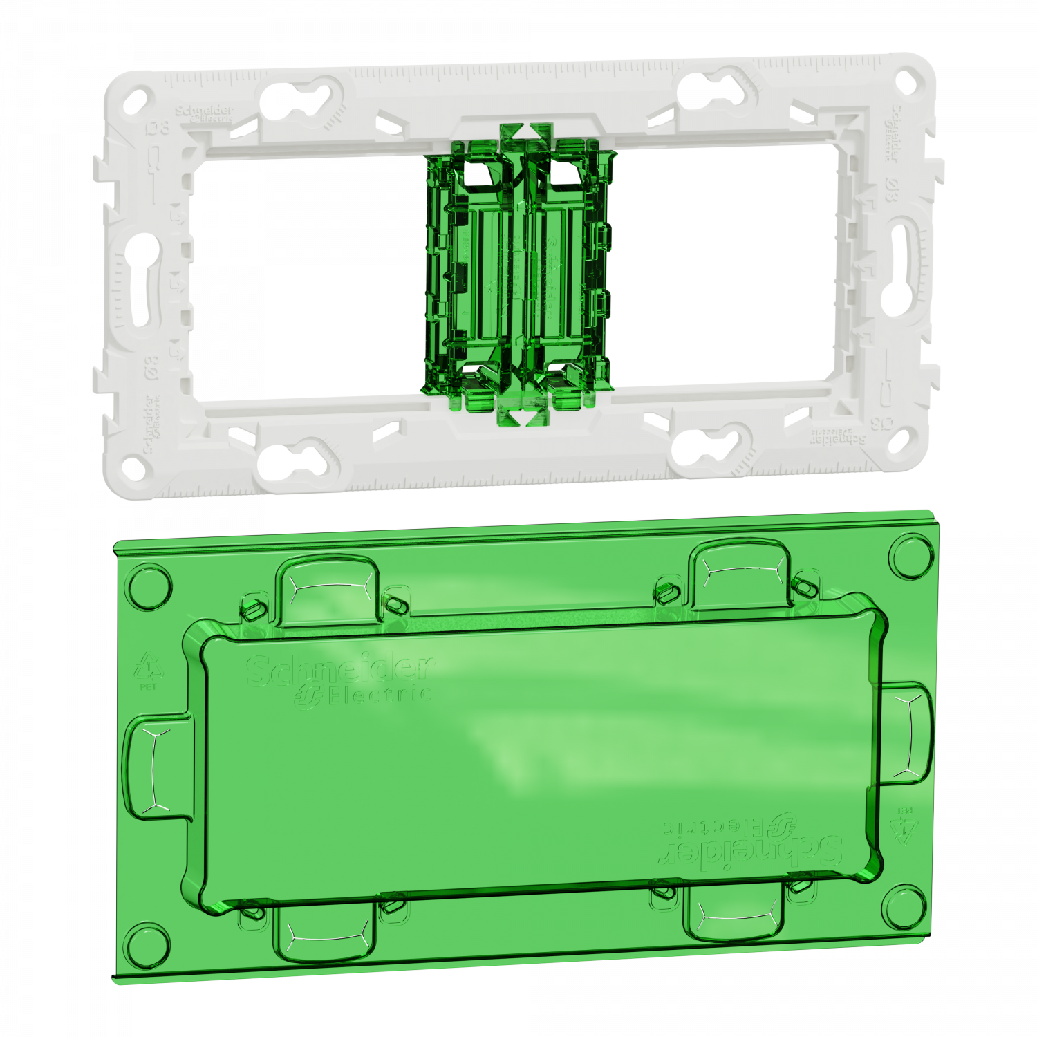 Unica - support de fixation 4 mod / 2 postes + protection chantier - plastique