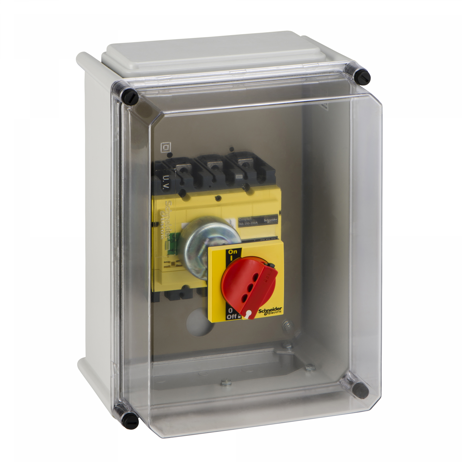 coffret étanche pour Interpact INS250 poignée rouge plastique