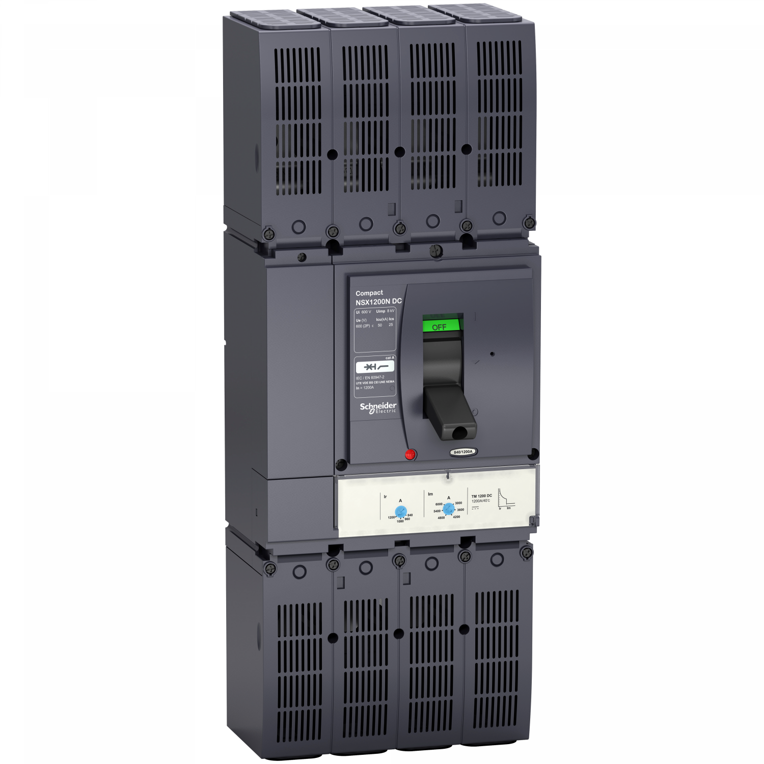 ComPacT NSX1200N DC - disjoncteur - TM-DC 1000A - 2P2D - 50kA - câblage borne