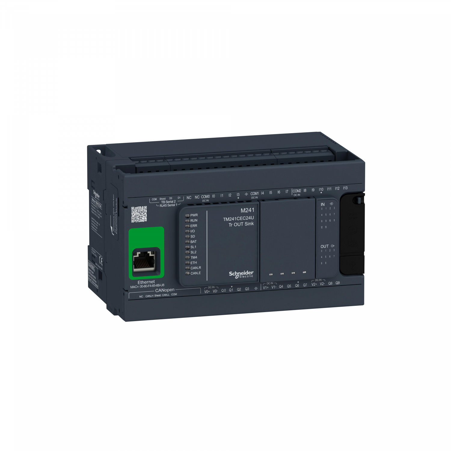 Modicon M241, contrôleur 24E/S NPN, ports Ether+CAN+2 série, 24VCC