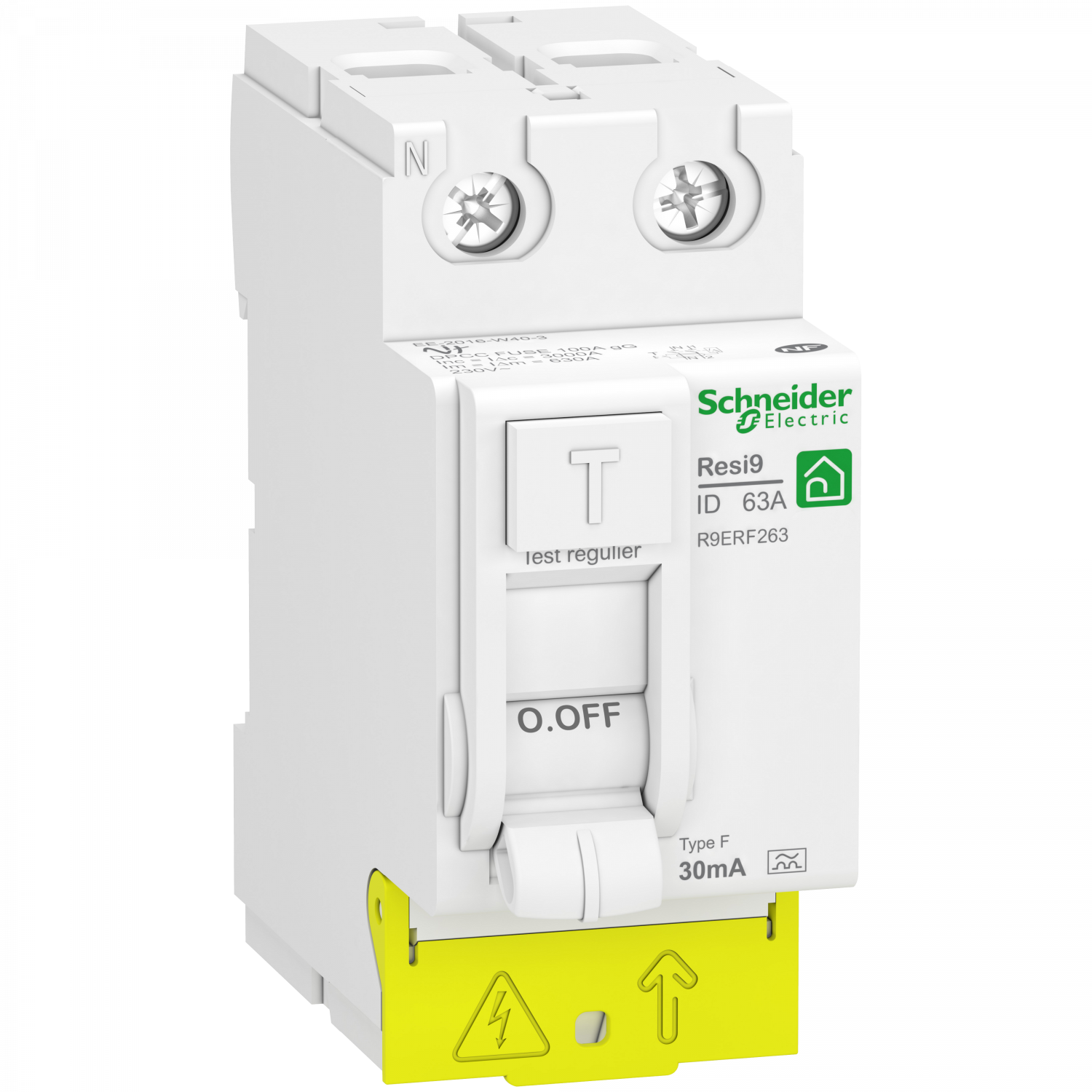 RESI9 - interrupteur différentiel - 2P - -63A - 30mA - Type Fsi - peignable