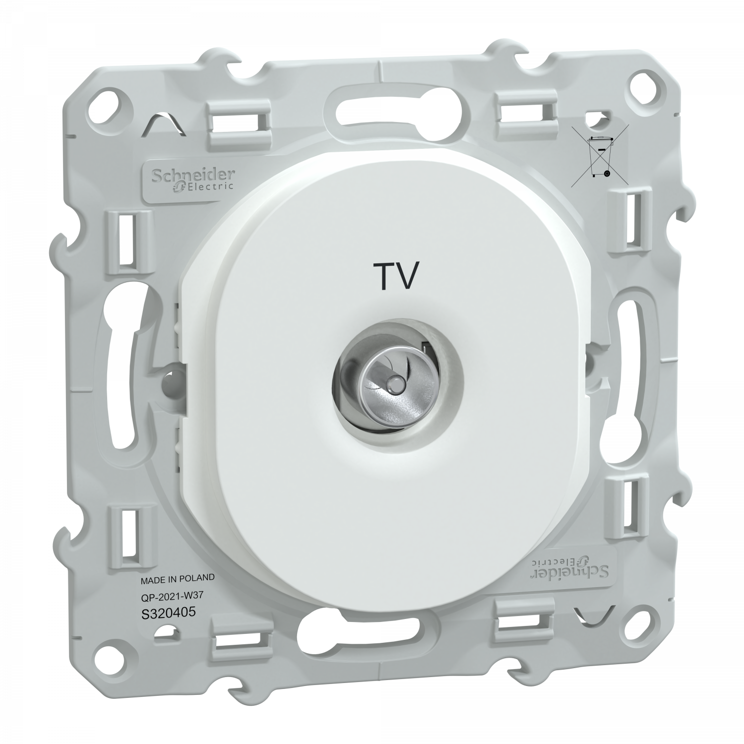 Ovalis - prise TV simple - Blanc