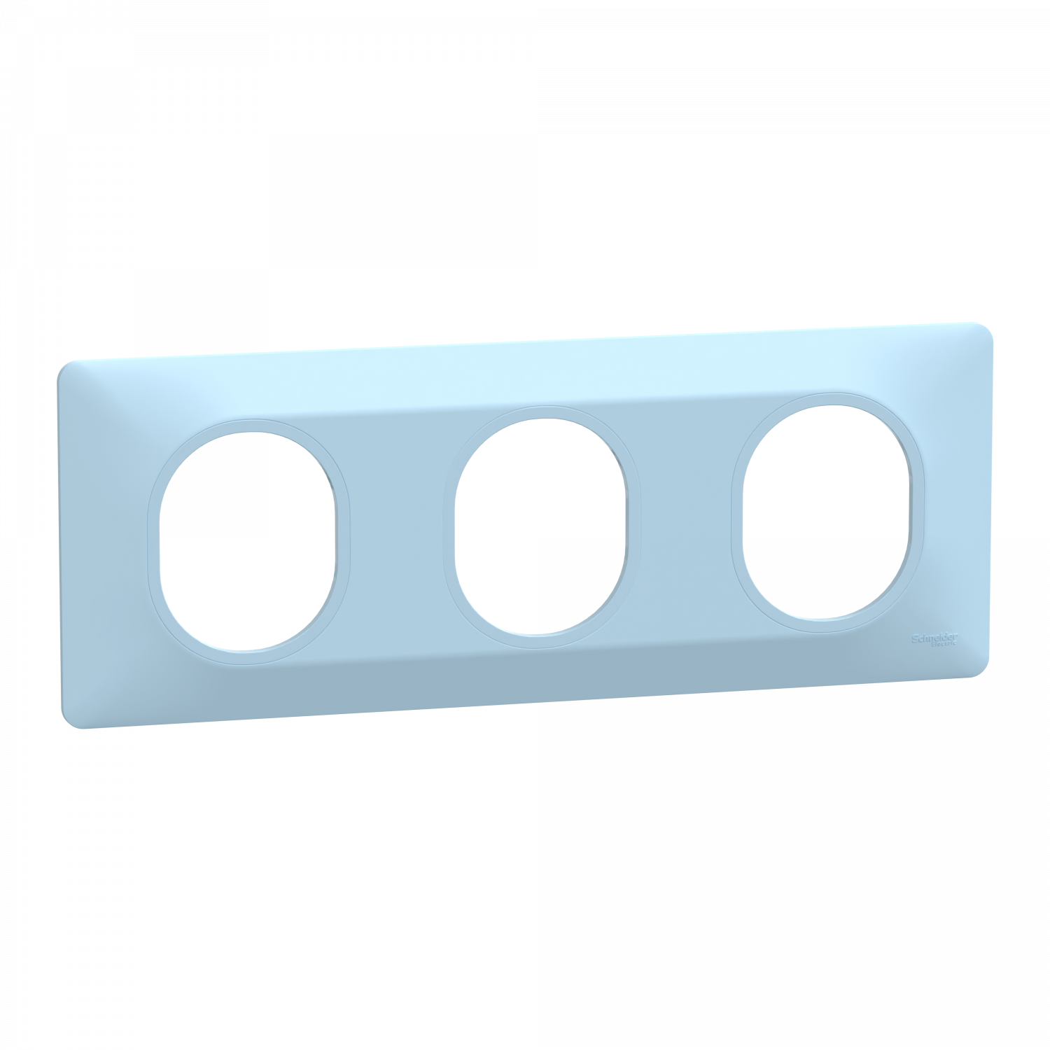 Ovalis - Plaque de finition - 3 postes Horizontal - entraxe 71mm - Bleu Azurin