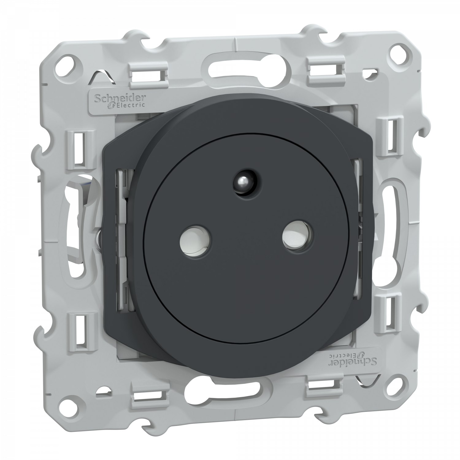 Ovalis - prise 2P+T 16A affleurante - bornes auto - Anthracite - Griffes montées