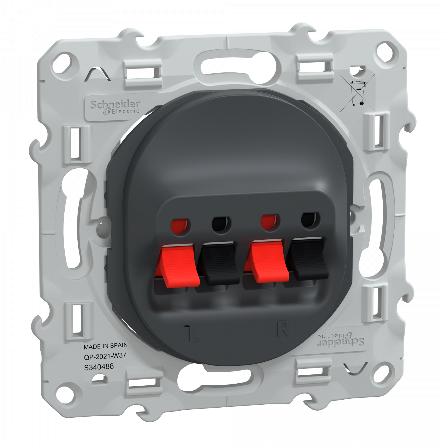 Ovalis - Prise haut-parleur 2 sorties - Anthracite