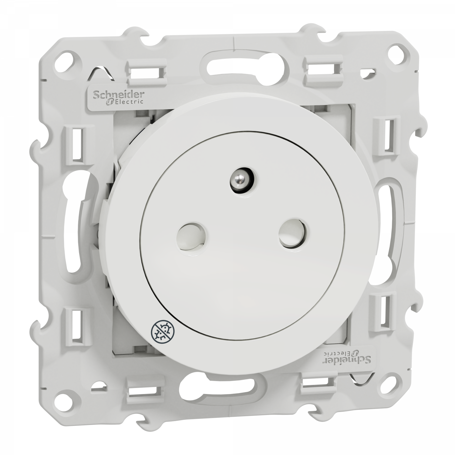 Odace - prise de courant 2P+T affleurante - connexion rapide - Antibacterien