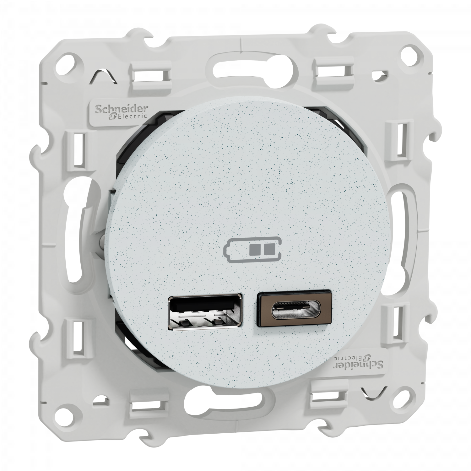Odace - prise USB double - type A+C - blanc Recyclé - 5 Vcc - 2,4A