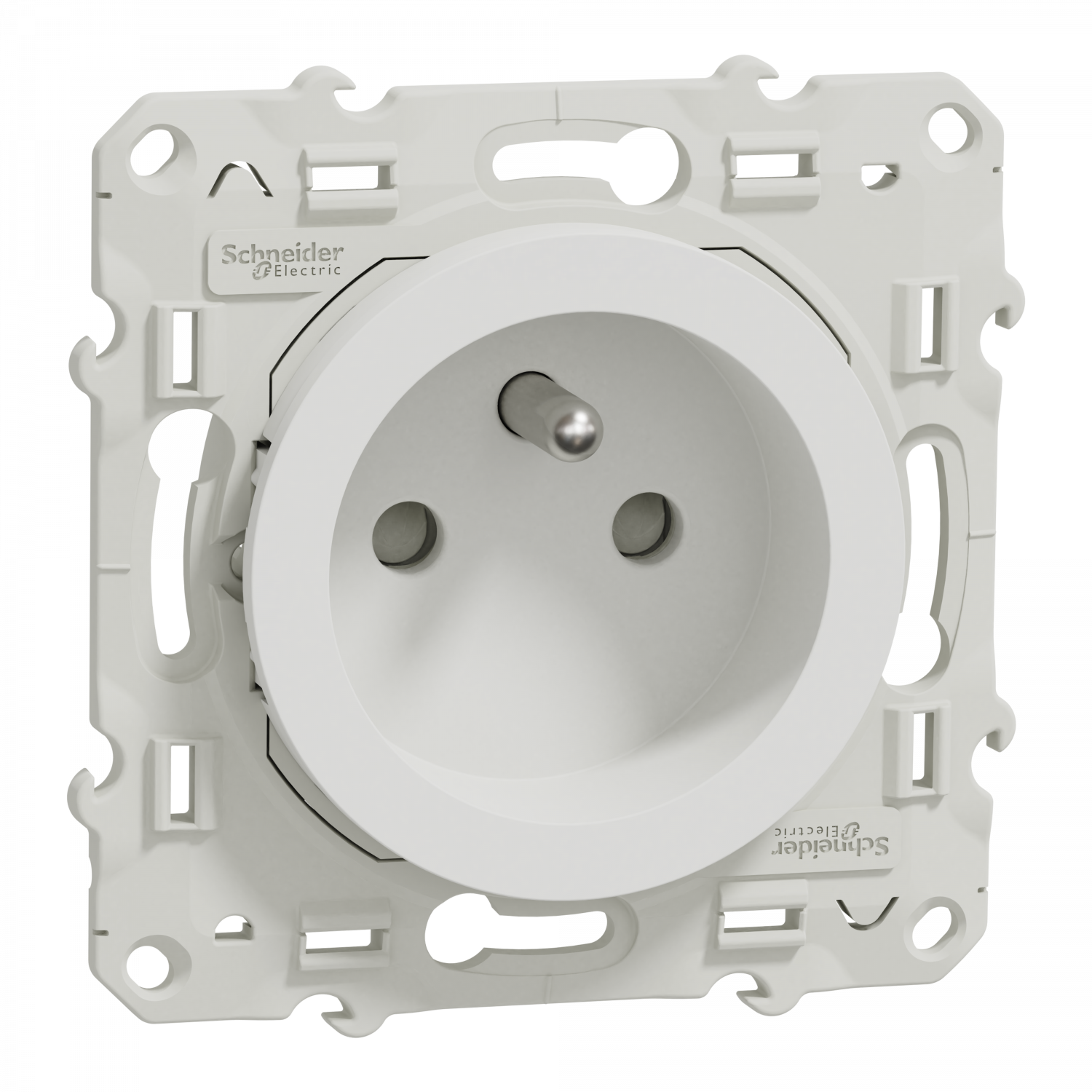 Odace - prise de courant 2P+T - blanc - connexions à vis