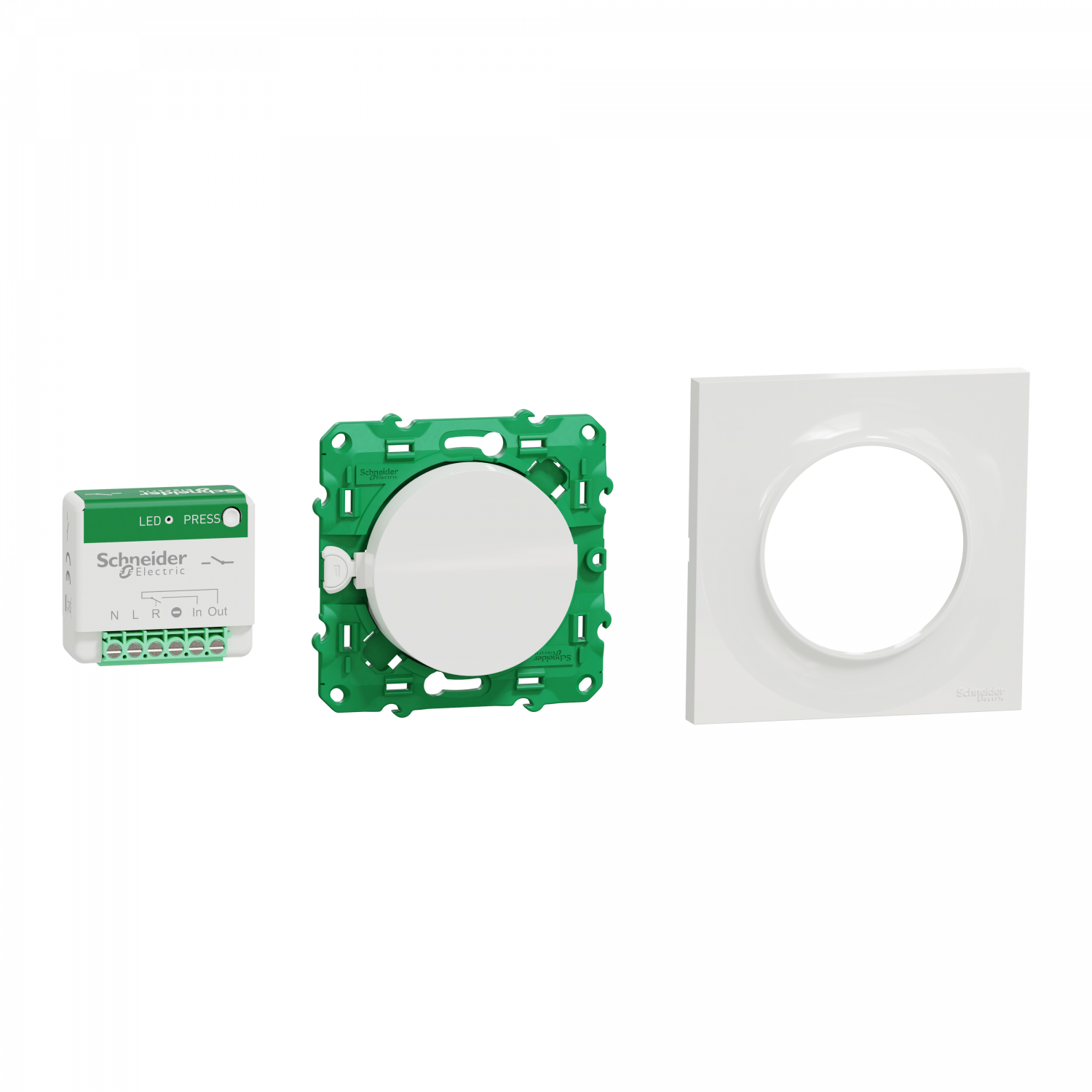 Odace sans fil sans pile - Kit actionneur micro + inter + plaque Styl - blanc