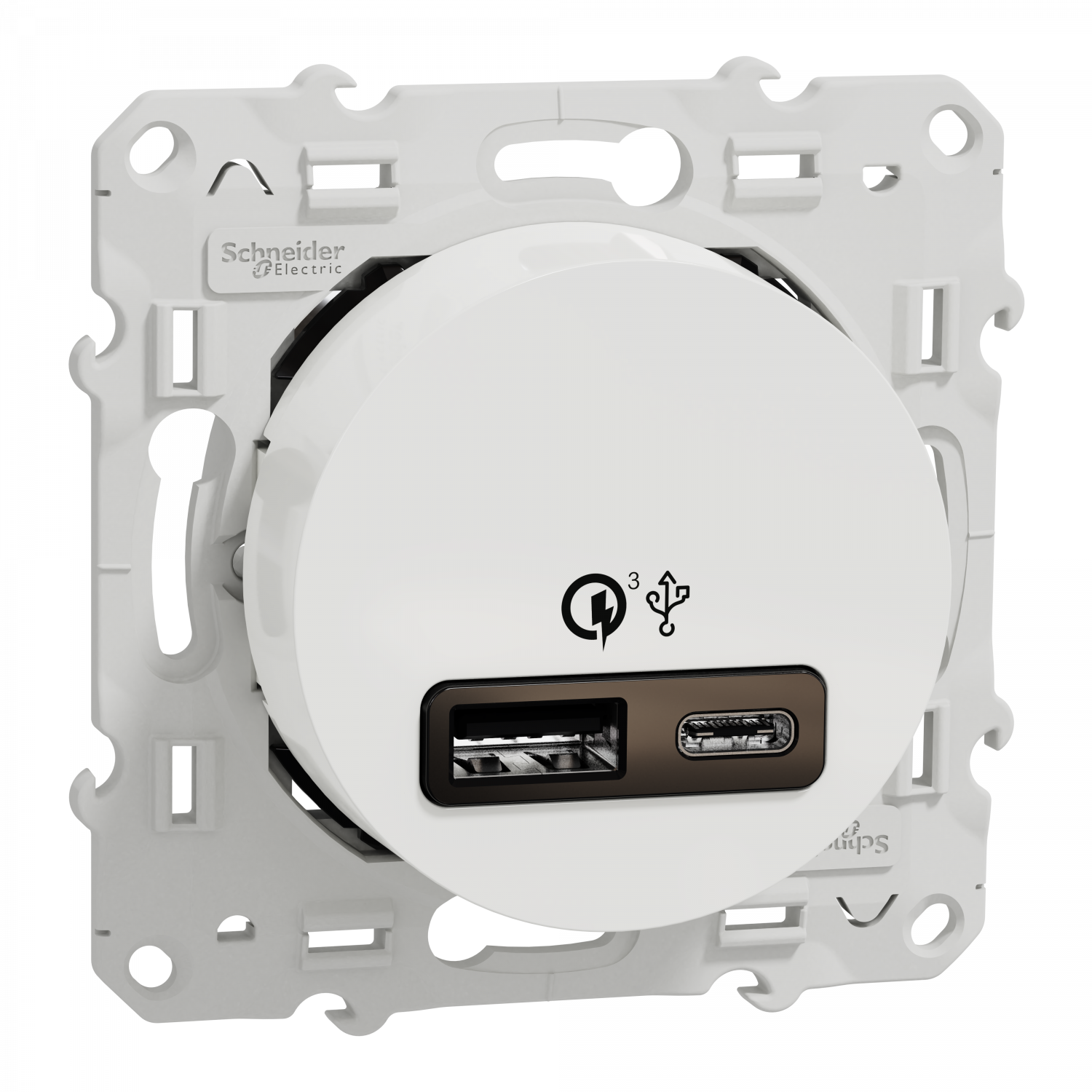 Odace - prise USB double - charge rapide - type A+C - blanc - 18W - 3,4A