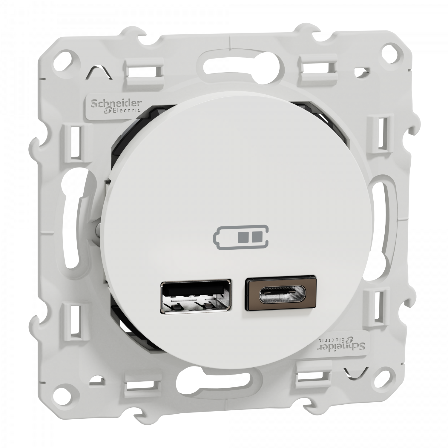 Odace - prise USB double - type A+C - blanc - 5 Vcc - 2,4A