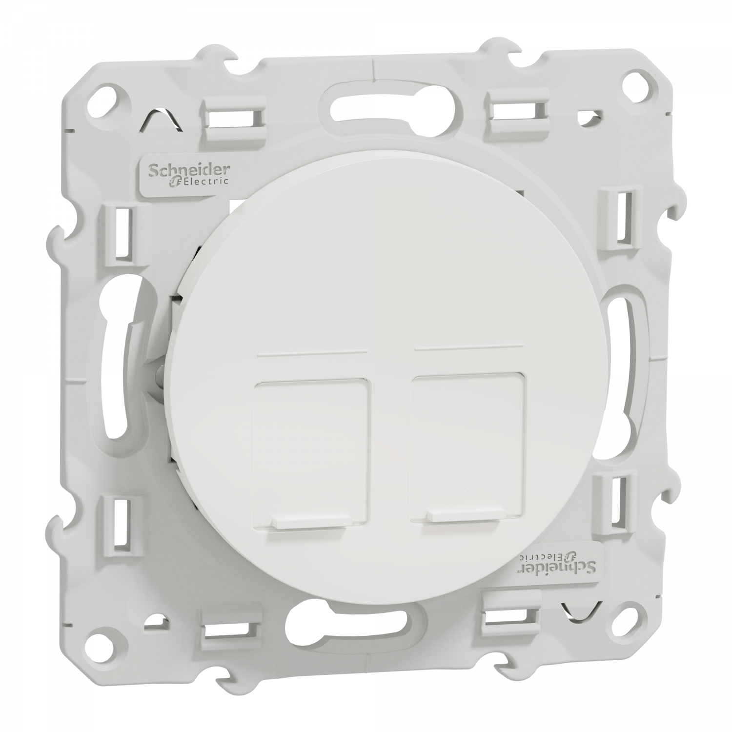 Odace - prise double RJ45 - blanc - sans connecteur (empreinte Infraplus)