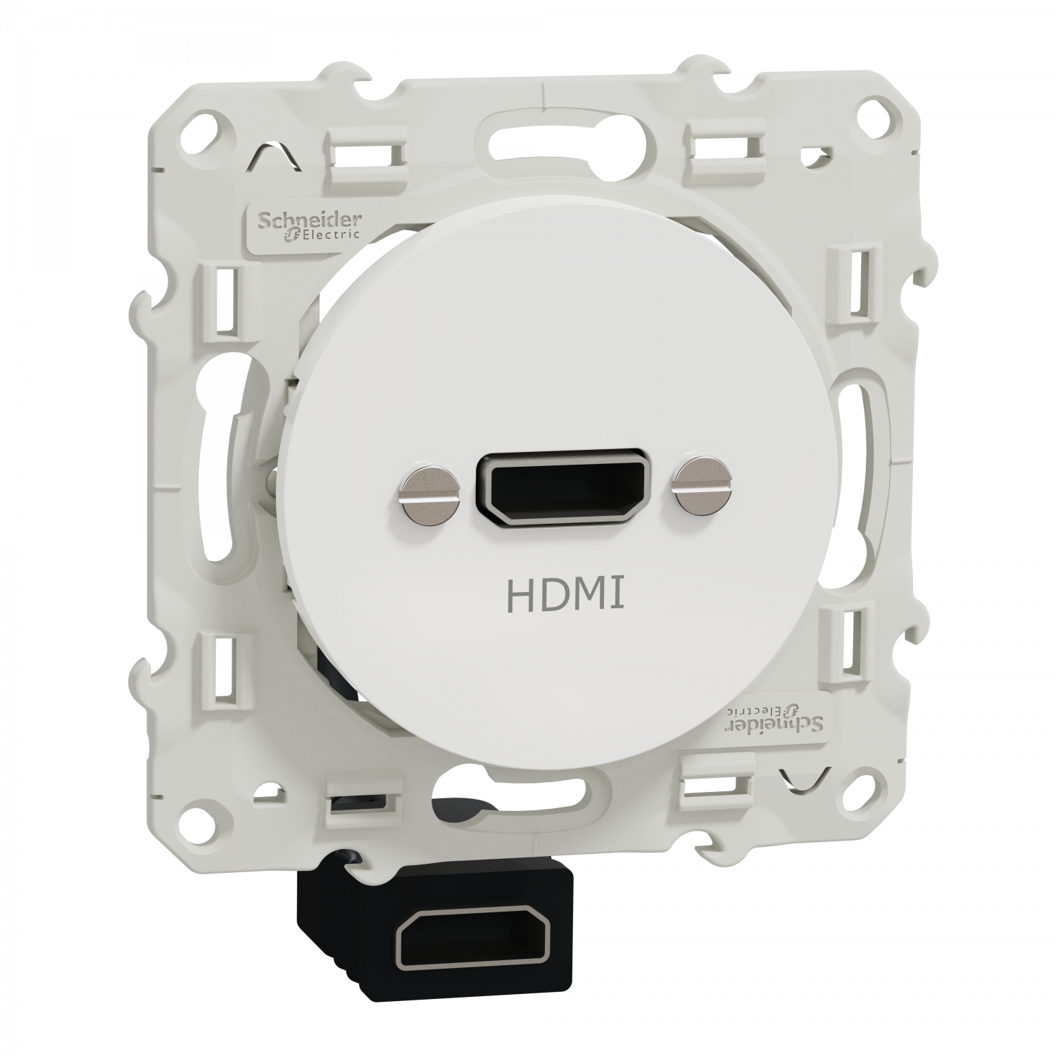 Odace - prise HDMI type A - blanc - prise femelle / câble femelle à l'arrière