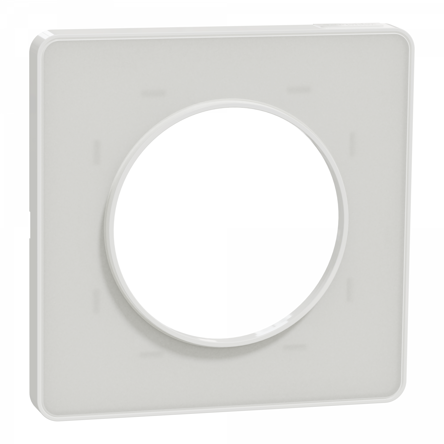 Odace Touch - plaque 1 poste translucide blanc avec liseré blanc