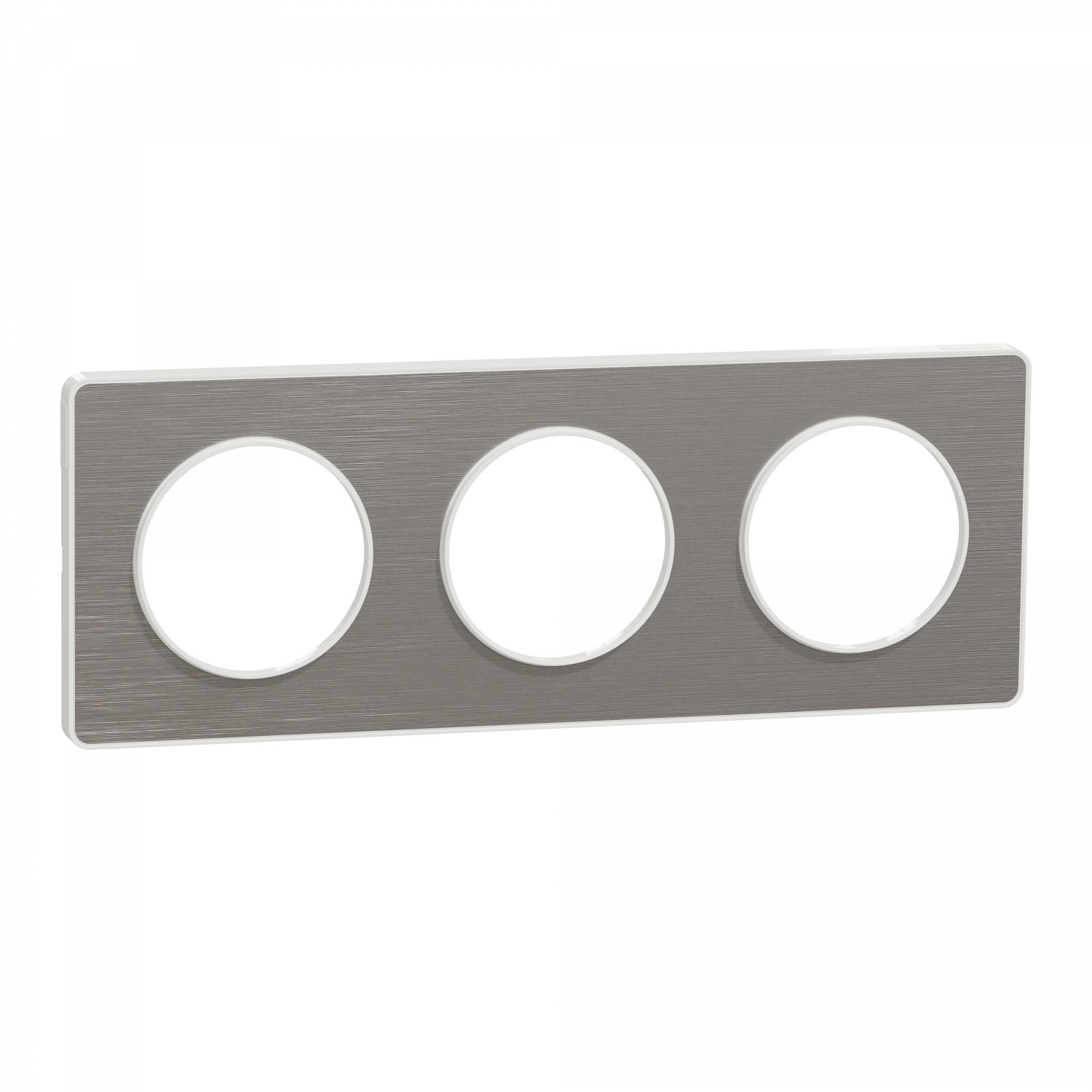Odace Touch - plaque 3 postes horiz/vert 71mm aluminium brossé avec liseré blanc
