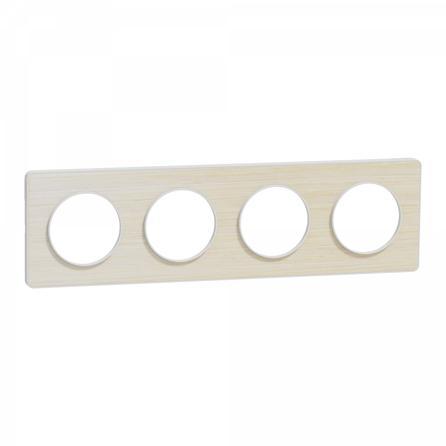 Odace Touch - plaque 4 postes horiz/vert 71mm bois nordique avec liseré blanc