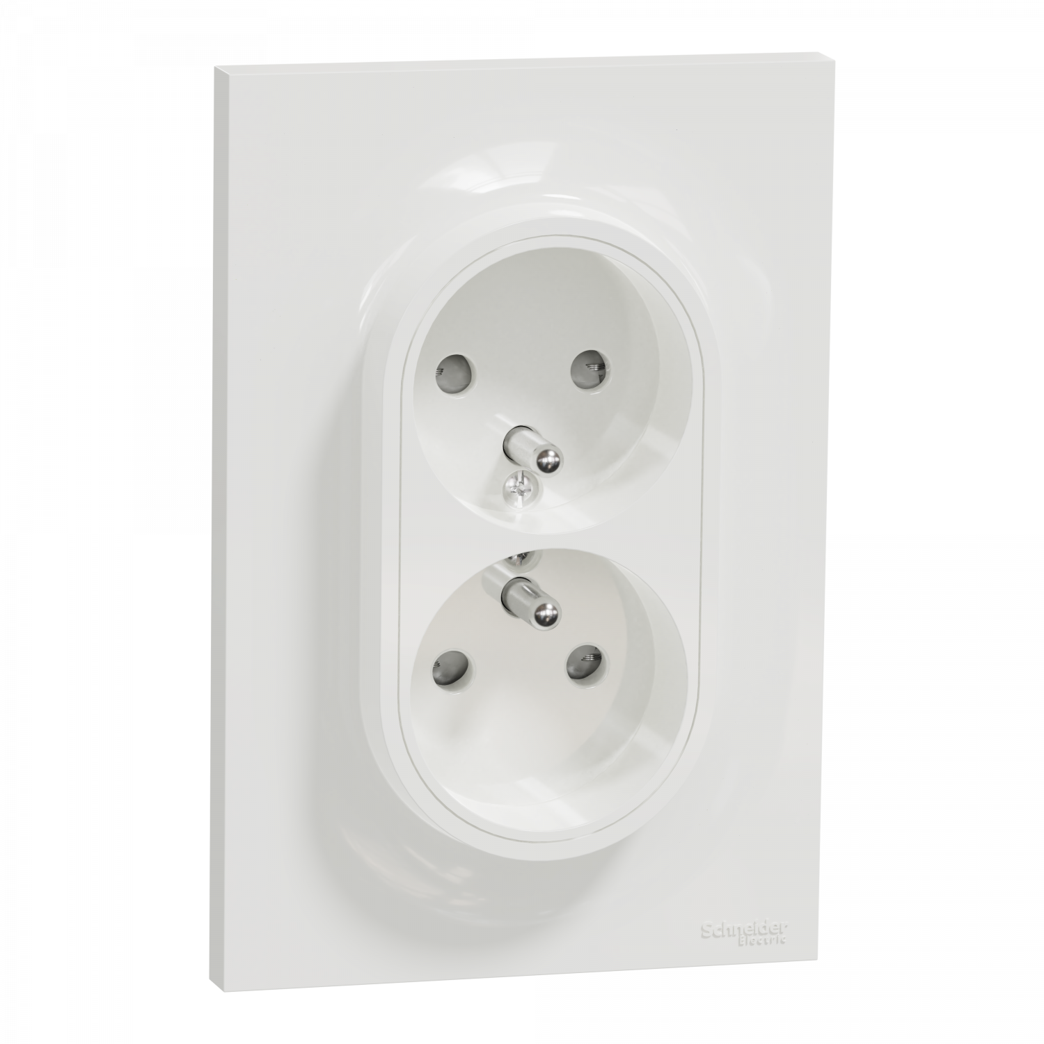 Odace - prise de courant 2P+T double en 1 poste - blanc - griffes montées