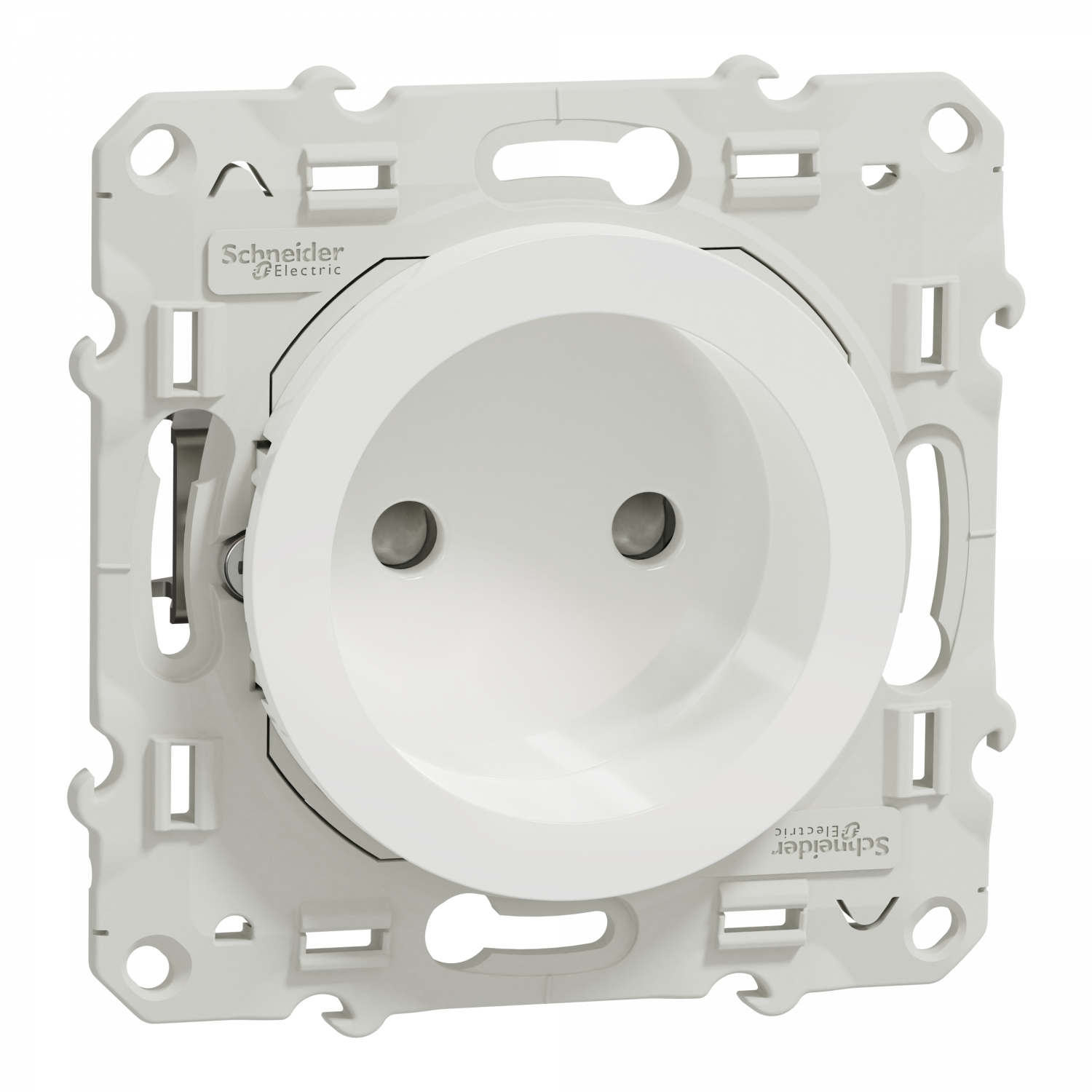 Odace - prise de courant 2P - blanc - griffes montées - connexion à vis