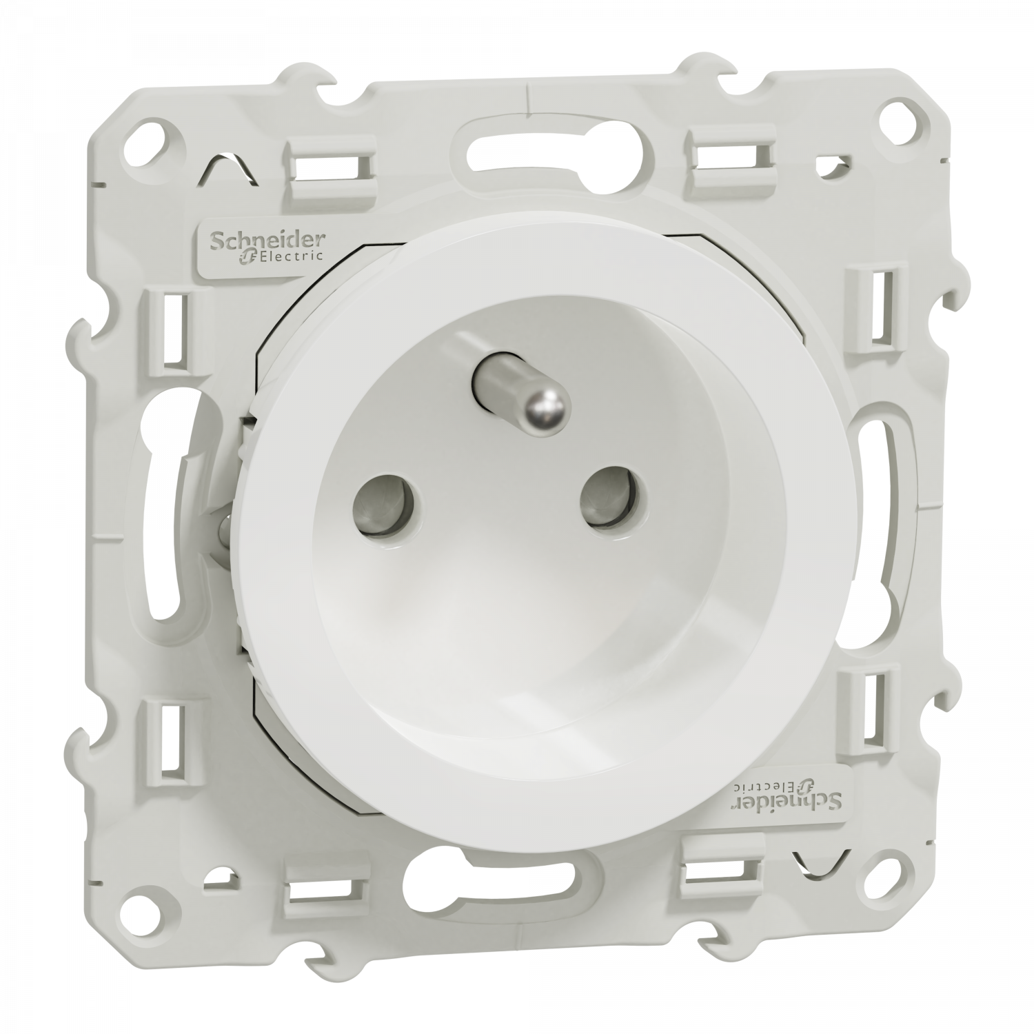 Odace - prise de courant 2P+T - blanc - griffes montées - connexion à vis