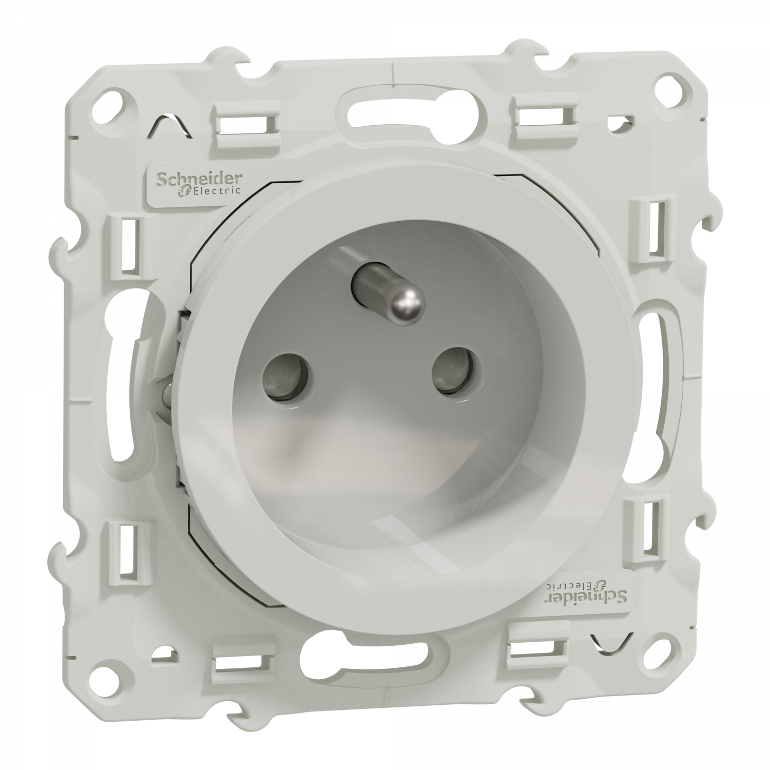 Odace - prise de courant 2P+T- blanc - à griffes - 2 connexions rapides par pôle