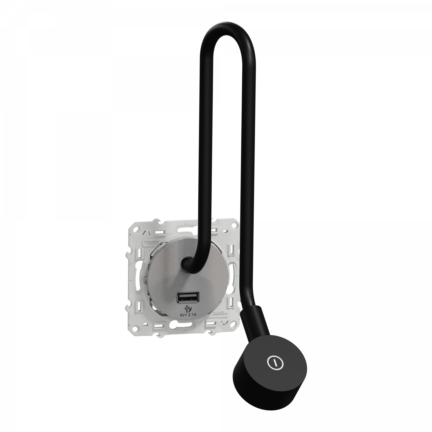 Odace - liseuse - avec prise USB type A - 2,1A - aluminium