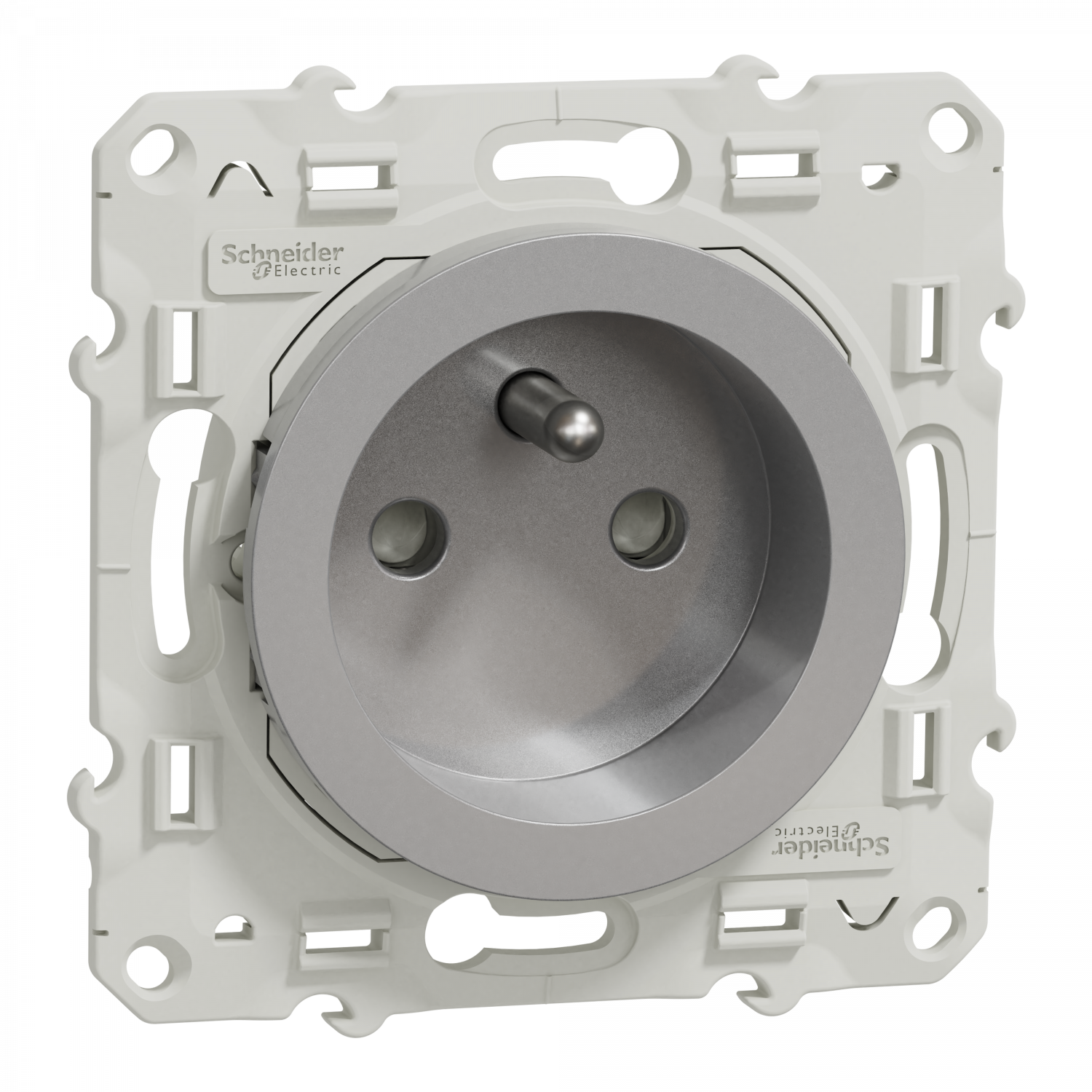 Odace - prise de courant 2P+T - aluminium