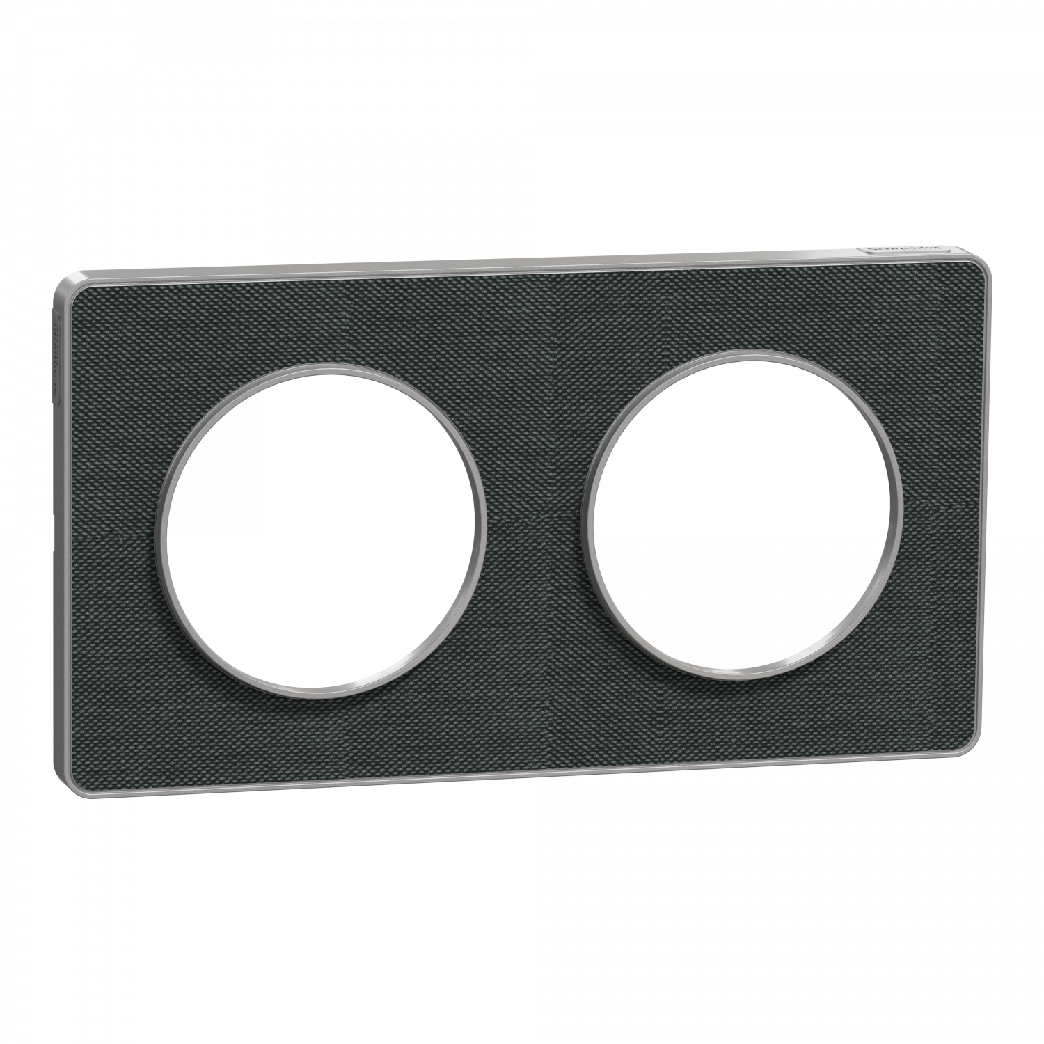 Odace Touch - plaque 2 postes horiz/ver 71mm Kvadrat ombre avec liseré aluminium