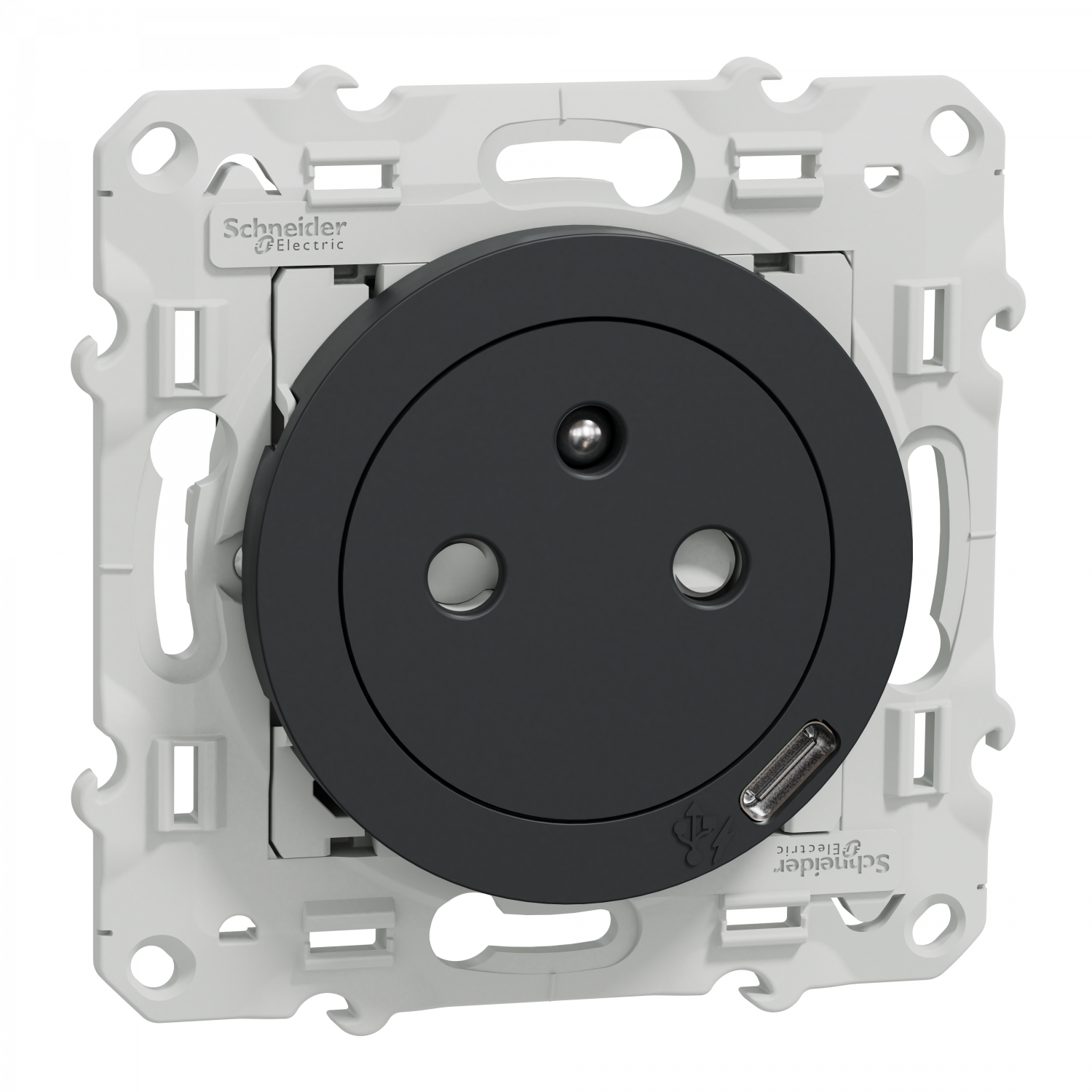 Odace - Prise affleurante + usb C10.5W - anthracite