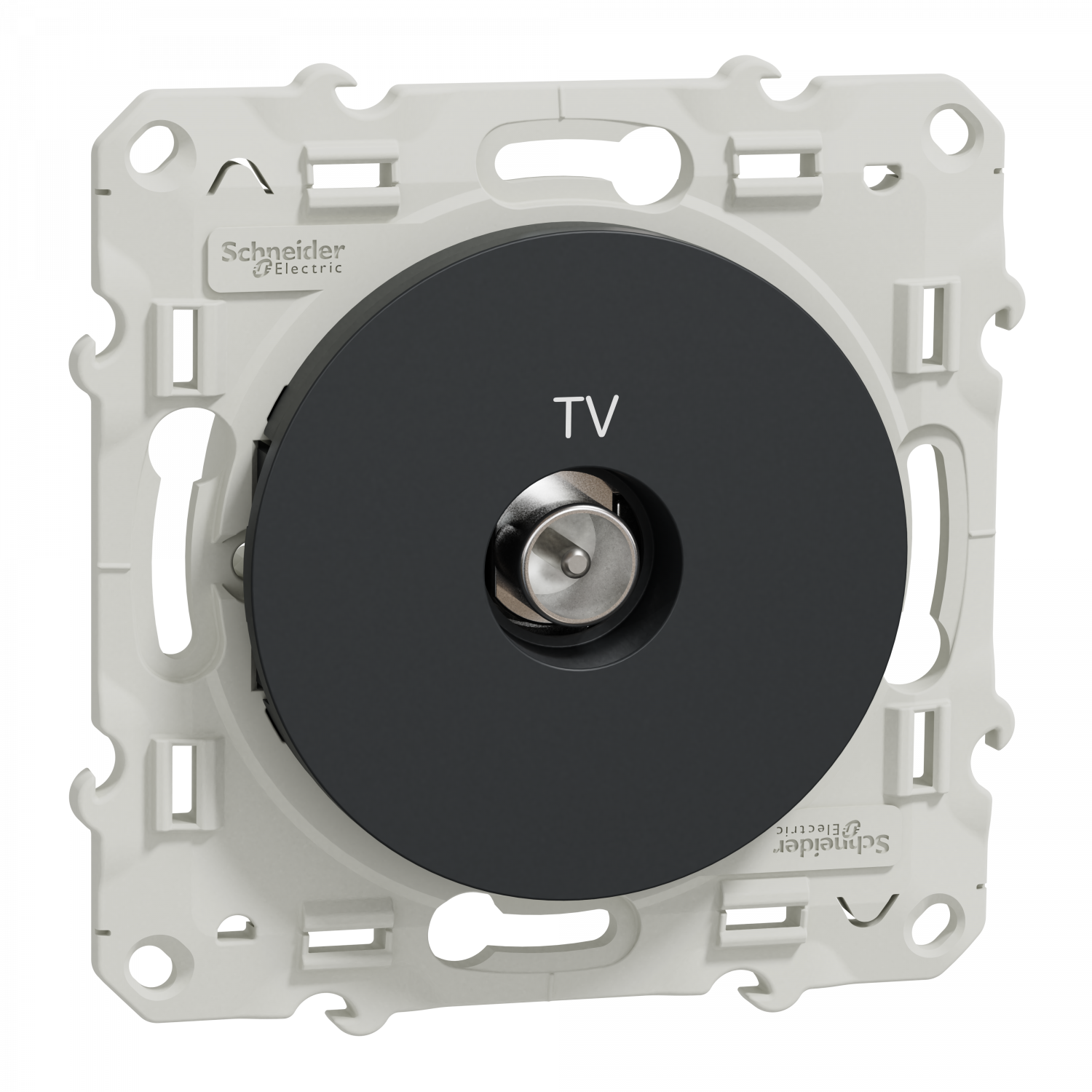 Odace - prise TV simple - anthracite - fixation par vis