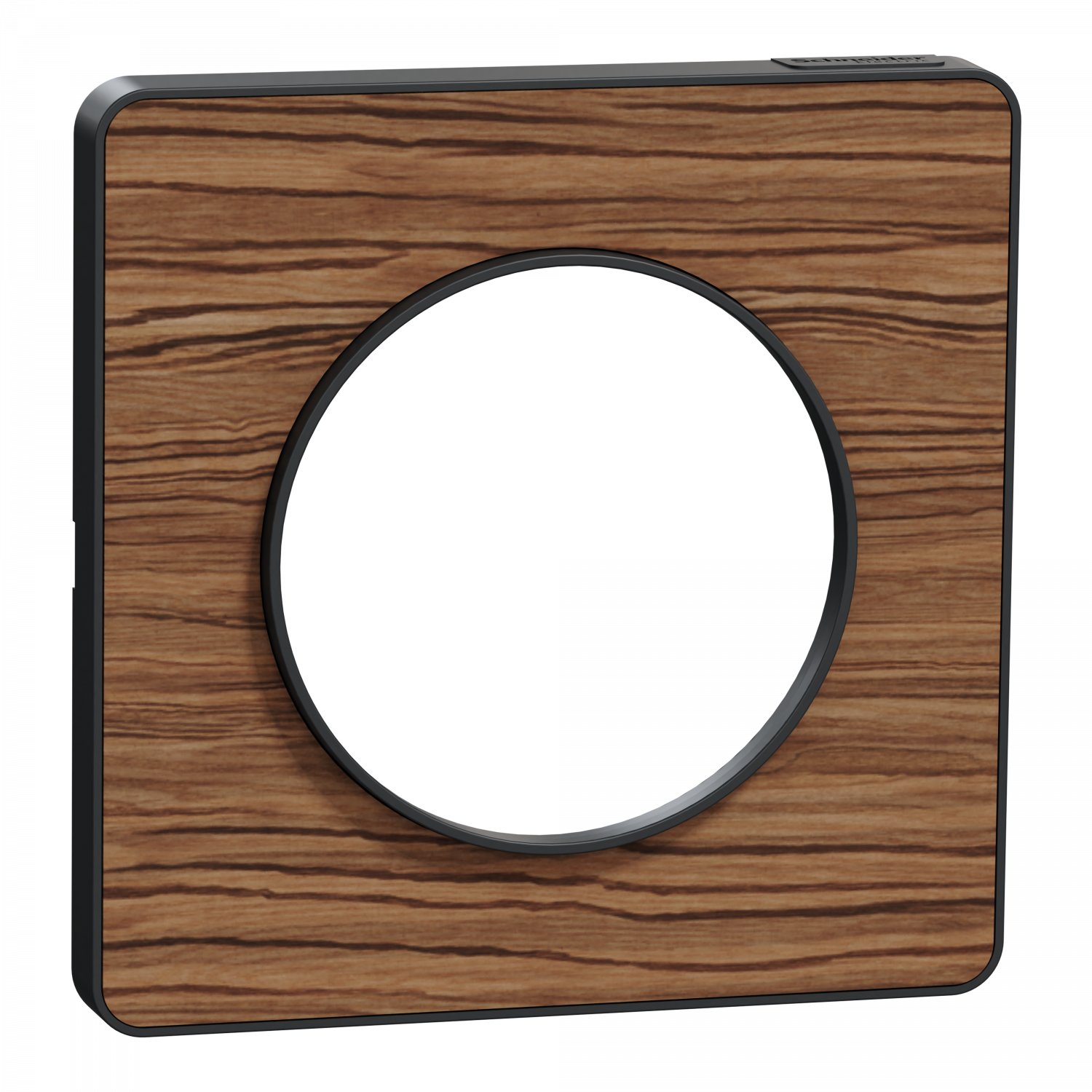 Odace Touch - plaque 1 poste bois zebrano avec liseré anthracite